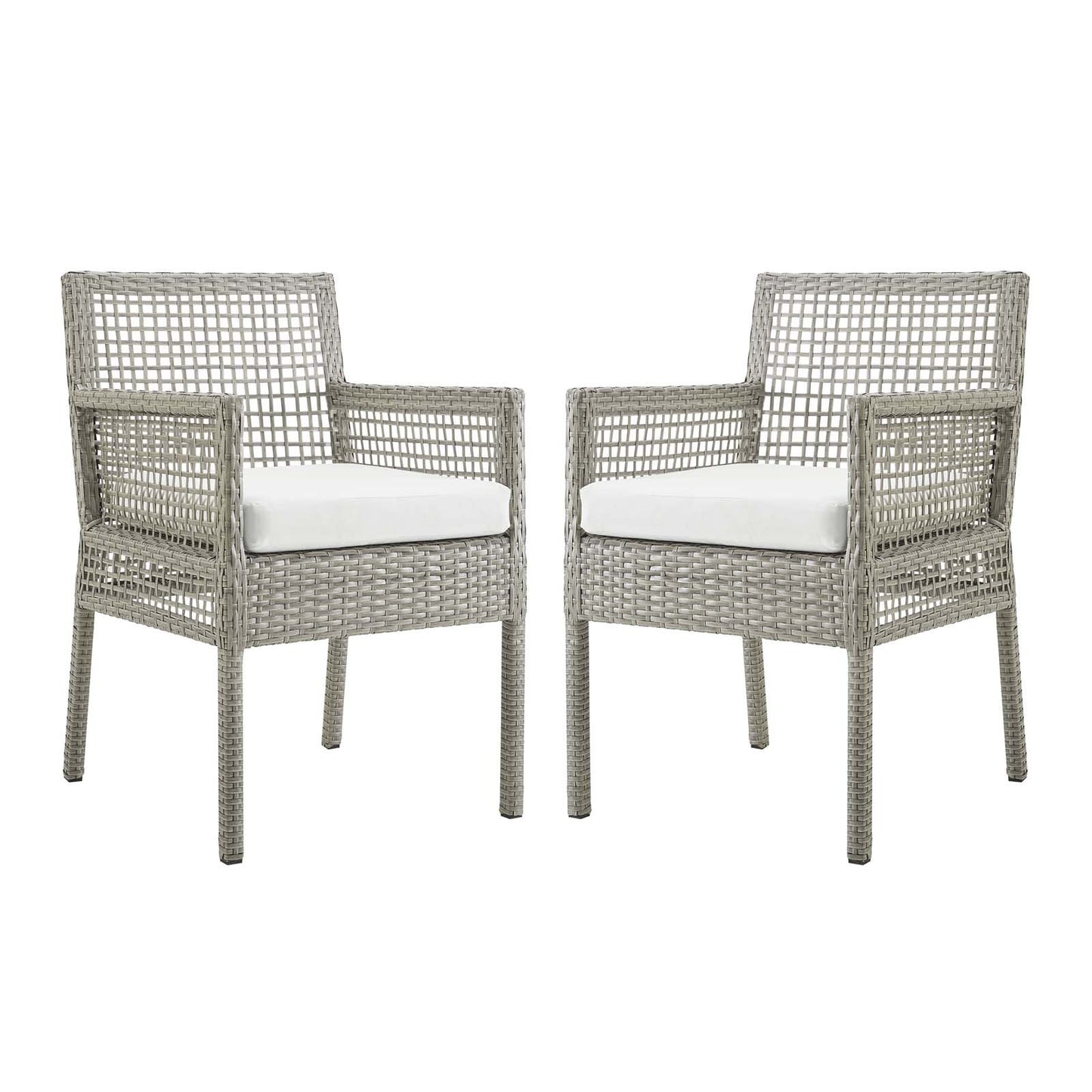 Modway Aura Dining Armchair Outdoor Patio Wicker Rattan Set of 2