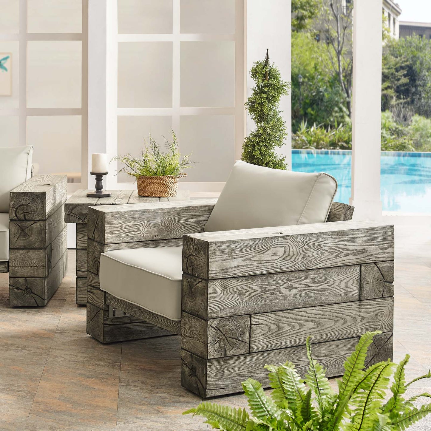 Modway Manteo Rustic Coastal Outdoor Patio Sunbrella  Lounge Armchair | Armchairs | Modishstore