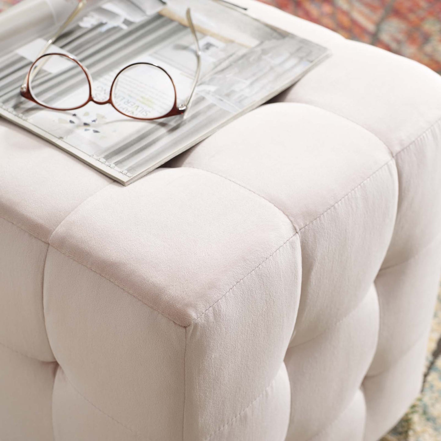 Modway Contour Tufted Cube Performance Velvet Ottoman | Ottomans | 