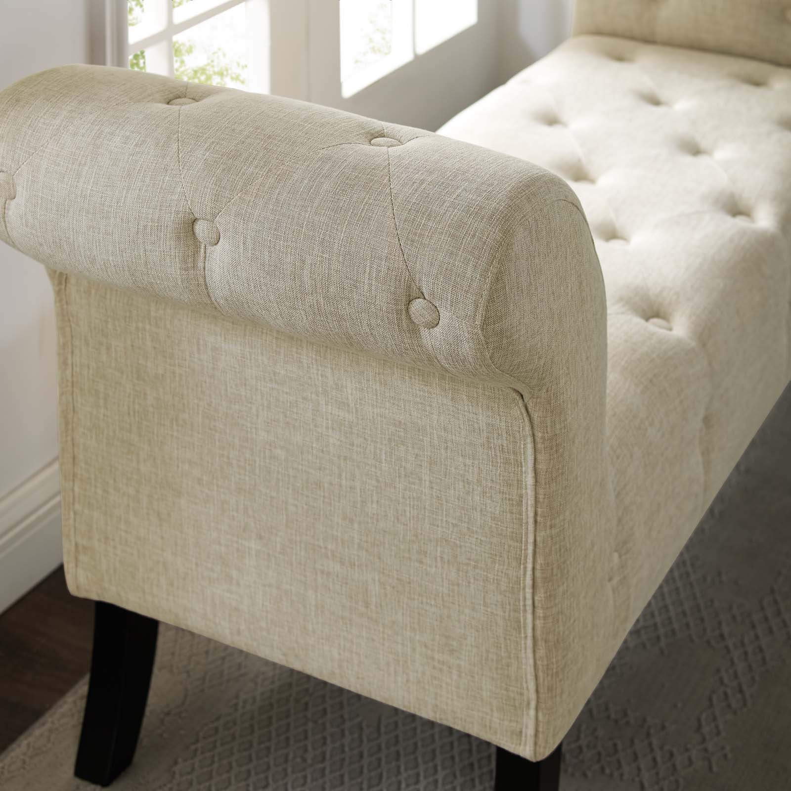 Modway Evince Button Tufted Accent Upholstered Fabric Bench | Stools & Benches | 
