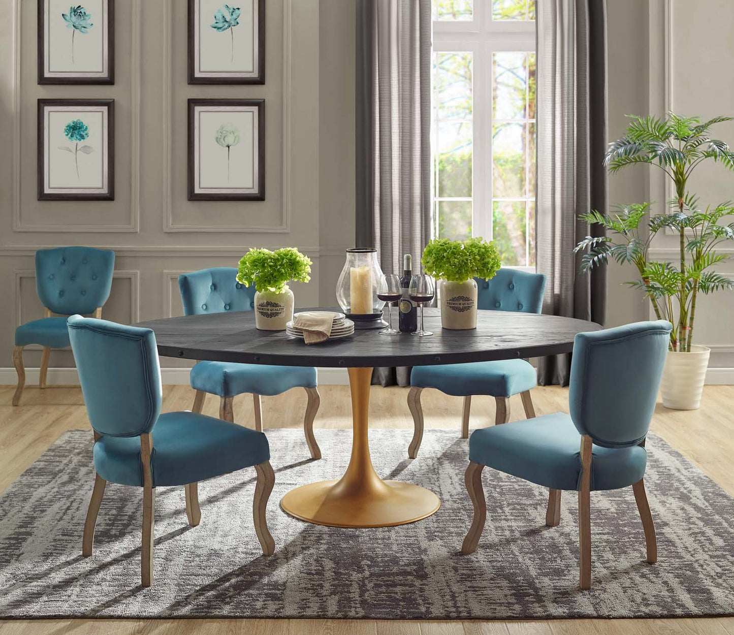 Modway Drive 78" Oval Wood Top Dining Table