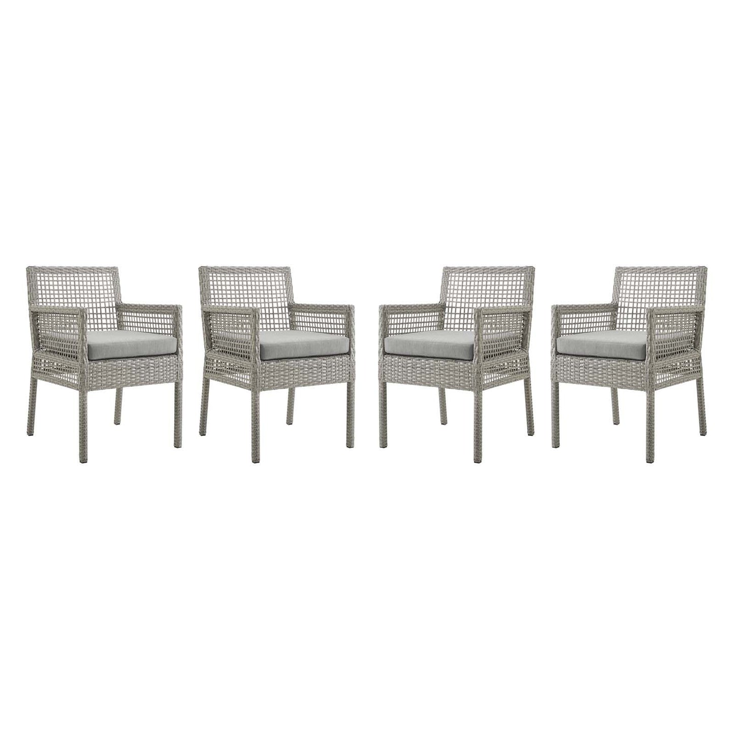 Modway Aura Dining Armchair Outdoor Patio Wicker Rattan Set of 4