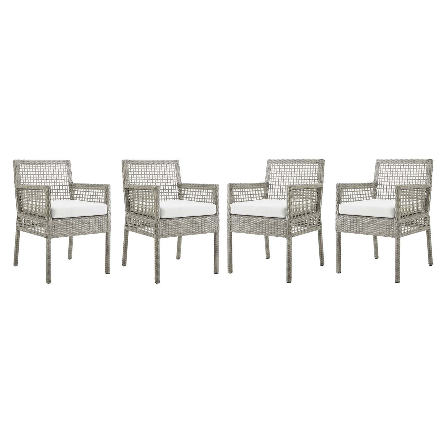 Modway Aura Dining Armchair Outdoor Patio Wicker Rattan Set of 4