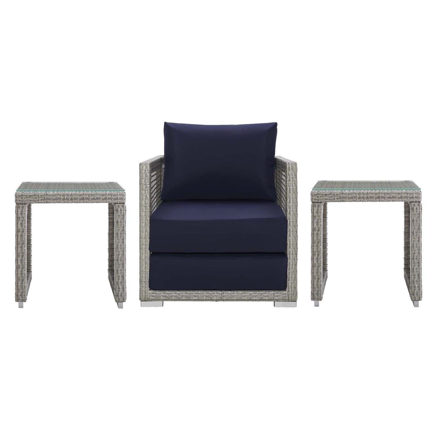Modway Aura 3 Piece Outdoor Patio Wicker Rattan Set