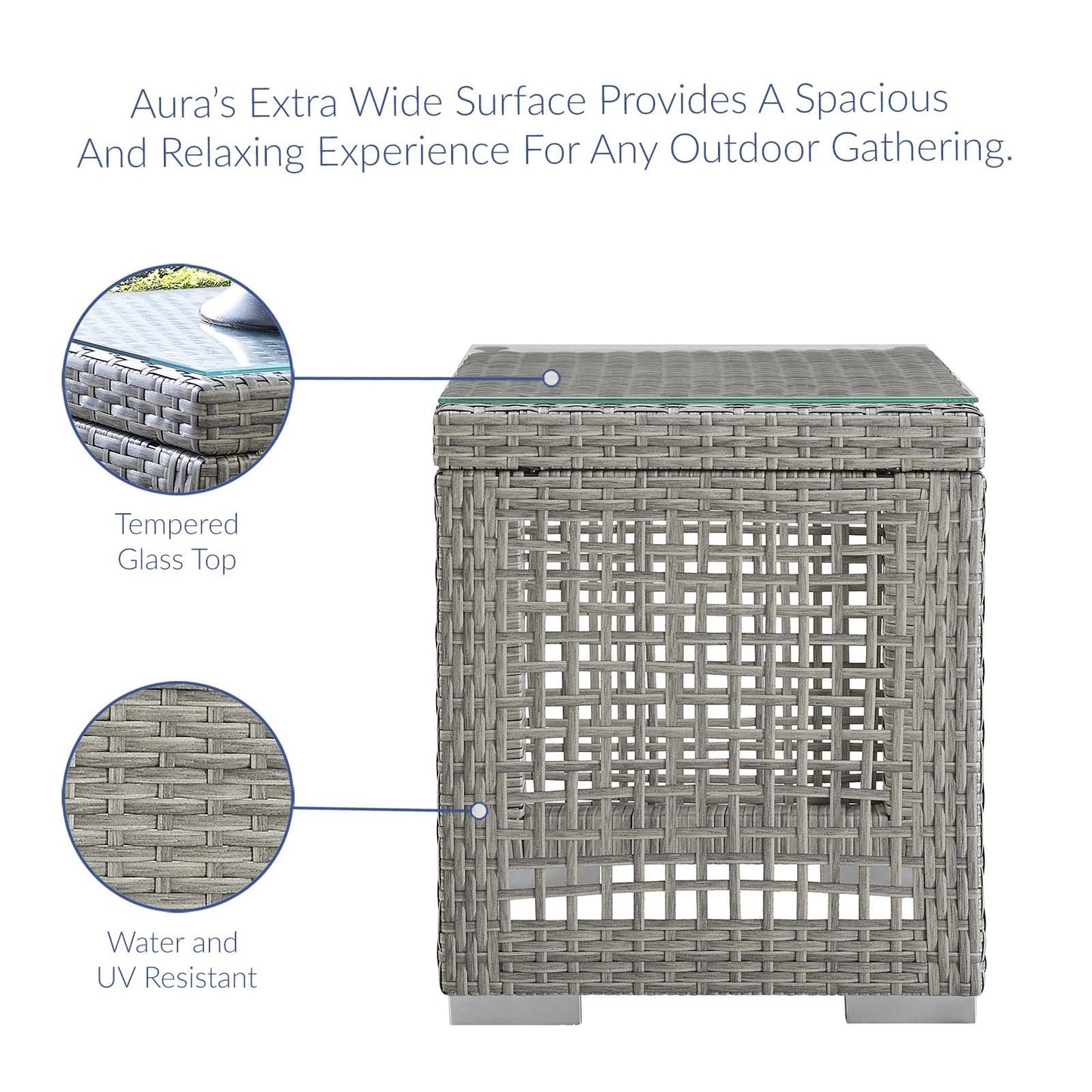 Modway Aura 3 Piece Outdoor Patio Wicker Rattan Set