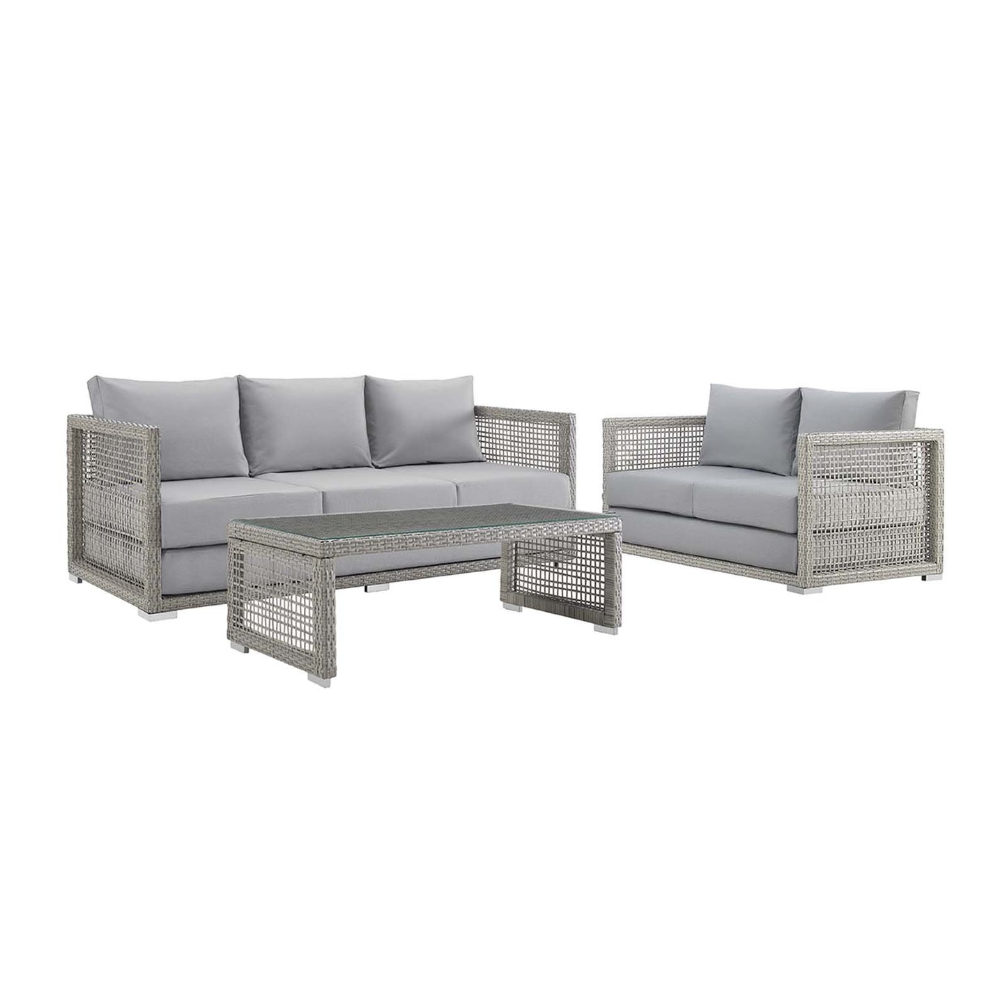 Modway Aura 3 Piece Outdoor Patio Wicker Rattan Set