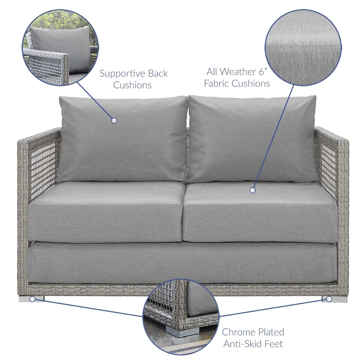 Modway Aura 3 Piece Outdoor Patio Wicker Rattan Set