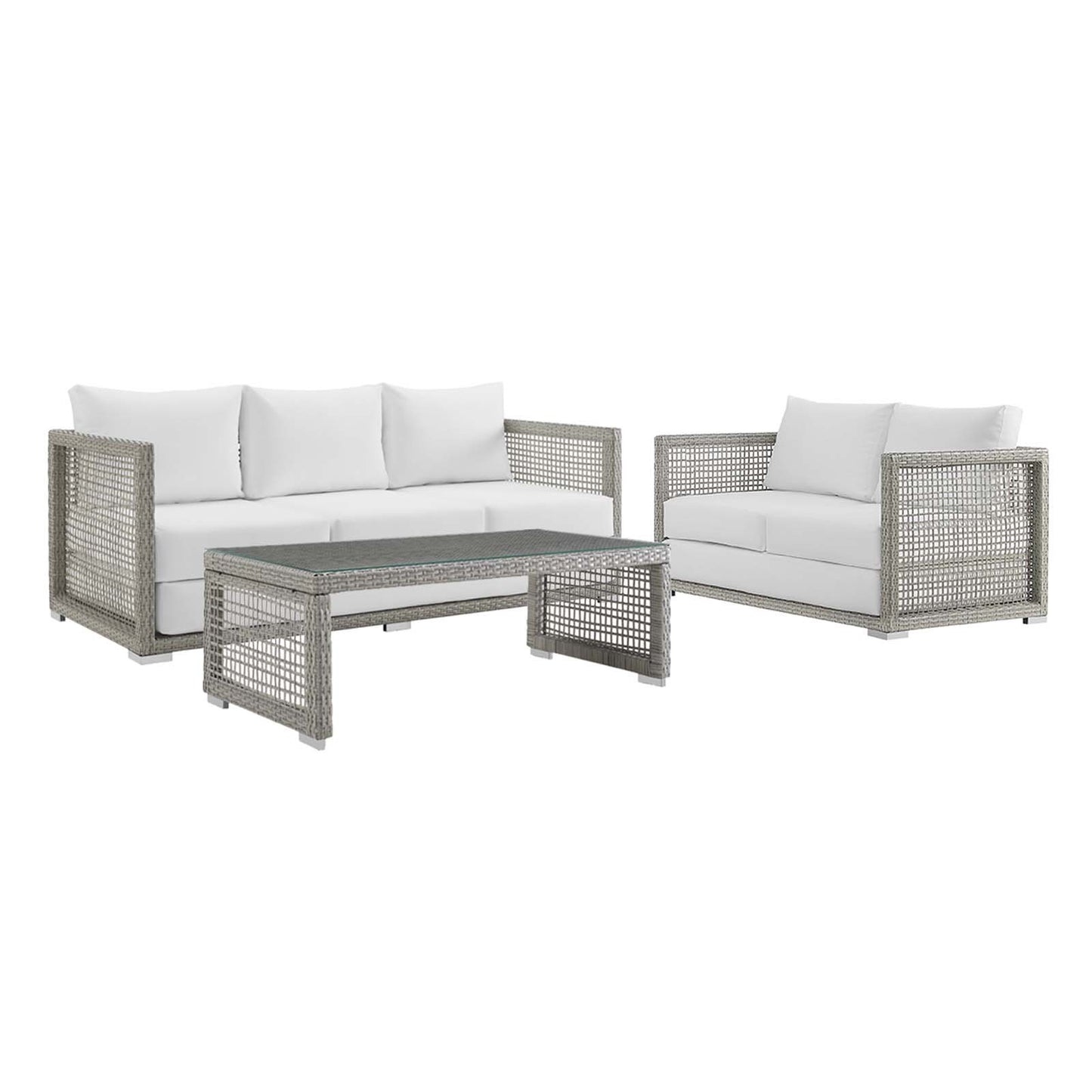 Modway Aura 3 Piece Outdoor Patio Wicker Rattan Set