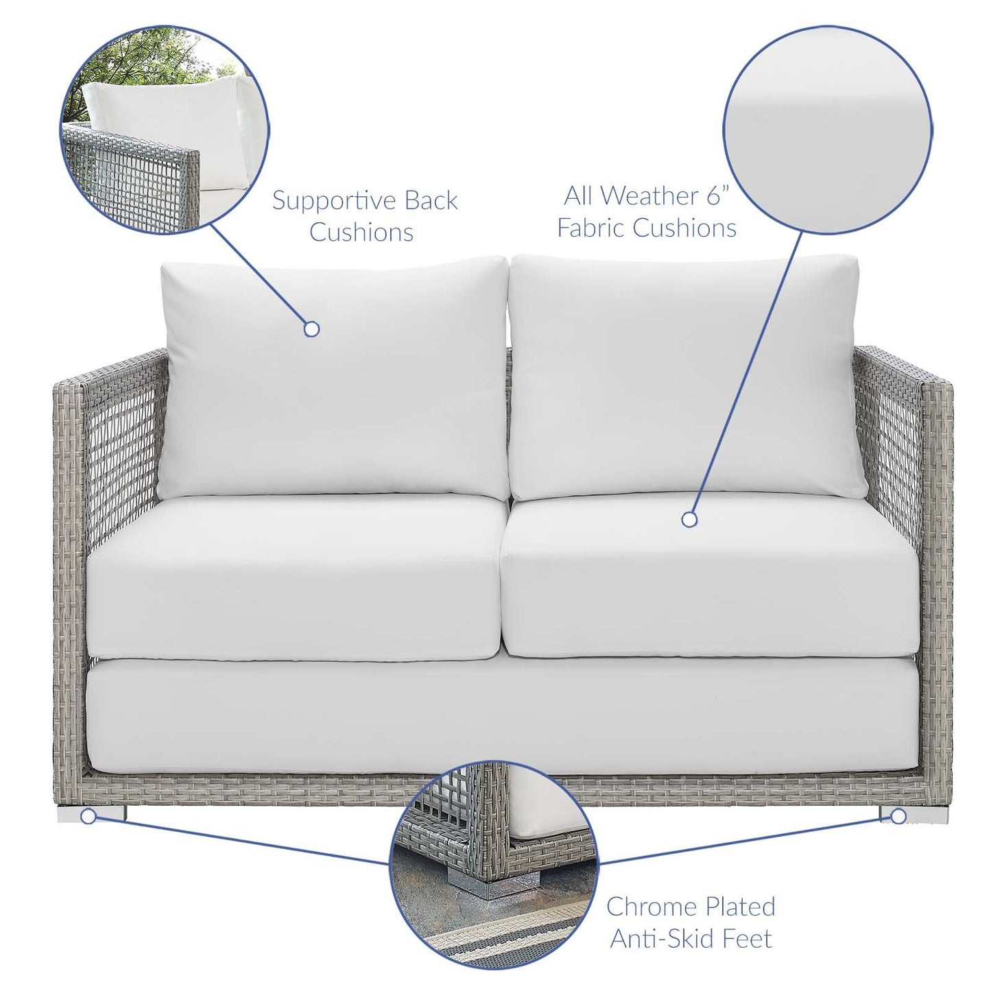Modway Aura 3 Piece Outdoor Patio Wicker Rattan Set