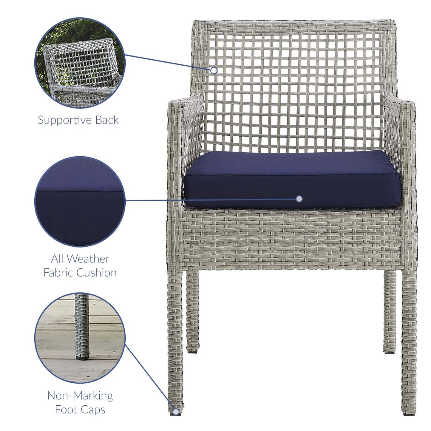 Modway Aura 7 Piece Outdoor Patio Wicker Rattan Set