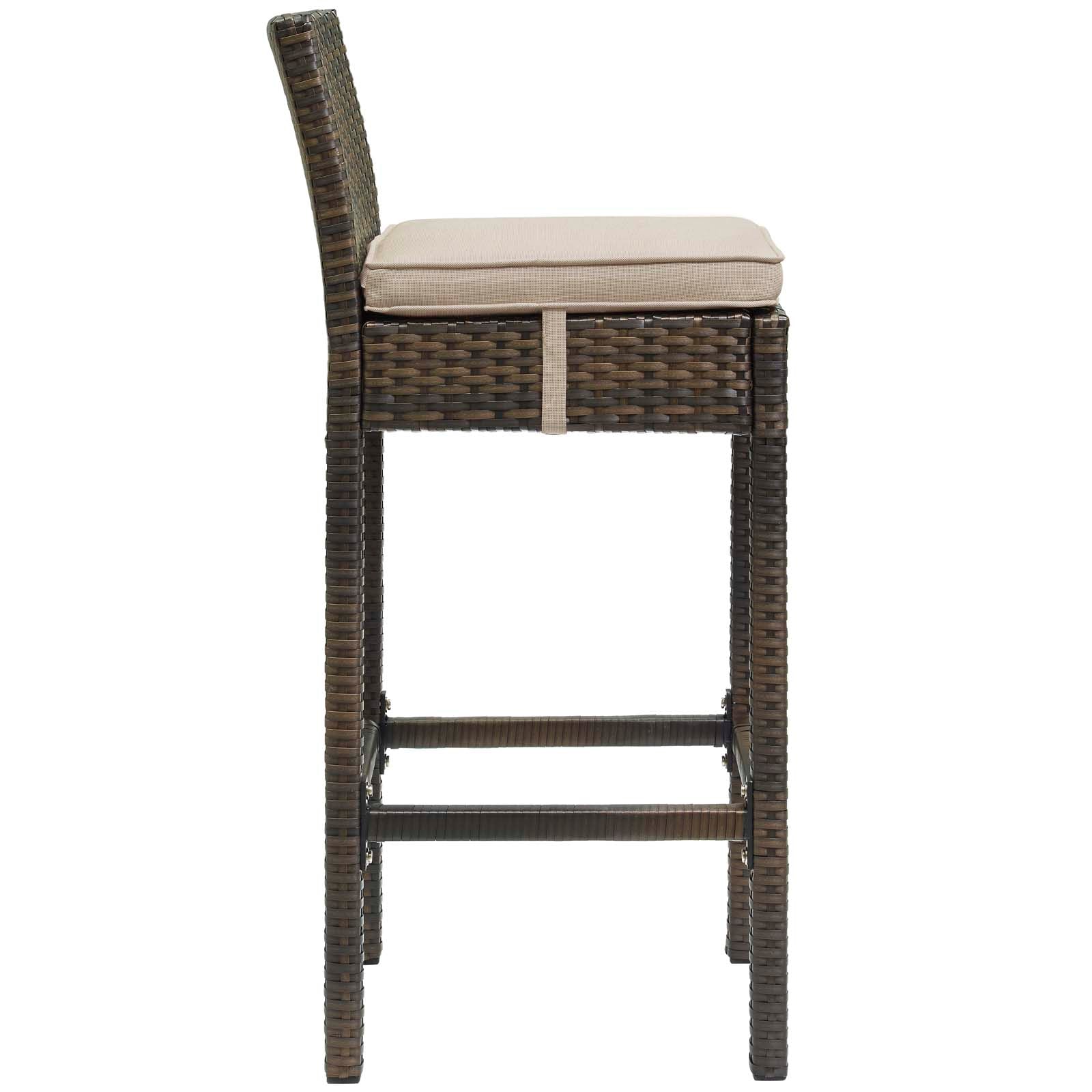 Modway Conduit Bar Stool Outdoor Patio Wicker Rattan Set of 4 | Bar Stools | 
