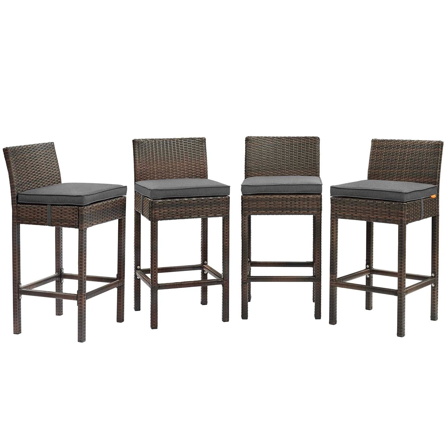 Modway Conduit Bar Stool Outdoor Patio Wicker Rattan Set of 4 | Bar Stools | 