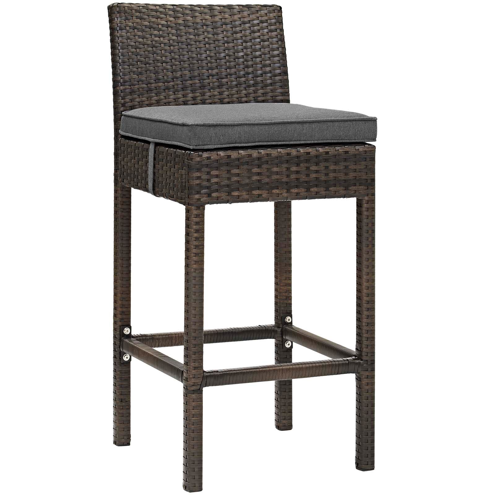 Modway Conduit Bar Stool Outdoor Patio Wicker Rattan Set of 4 | Bar Stools | 