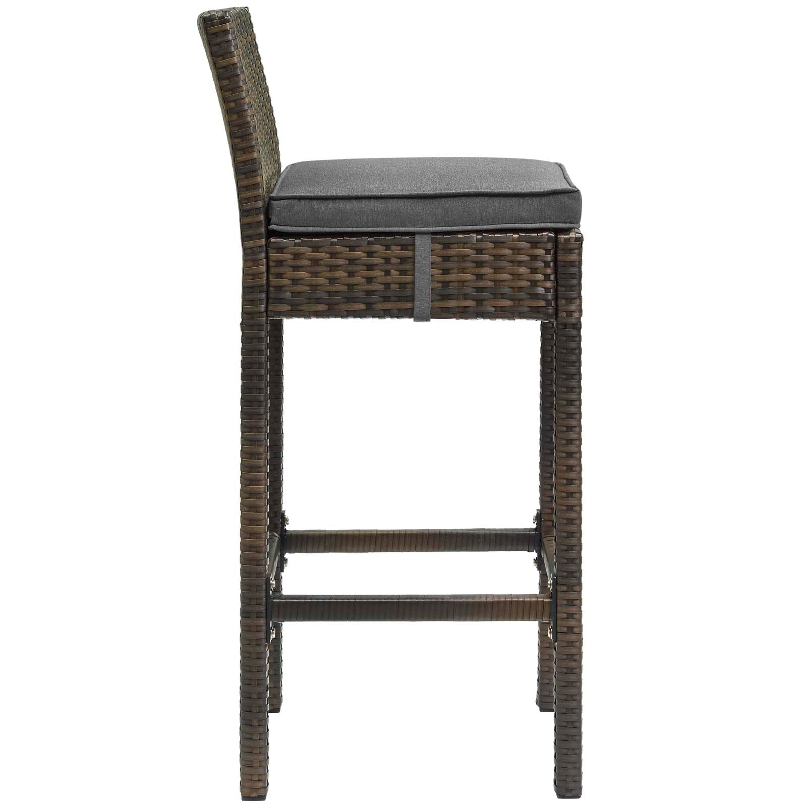Modway Conduit Bar Stool Outdoor Patio Wicker Rattan Set of 4 | Bar Stools | 