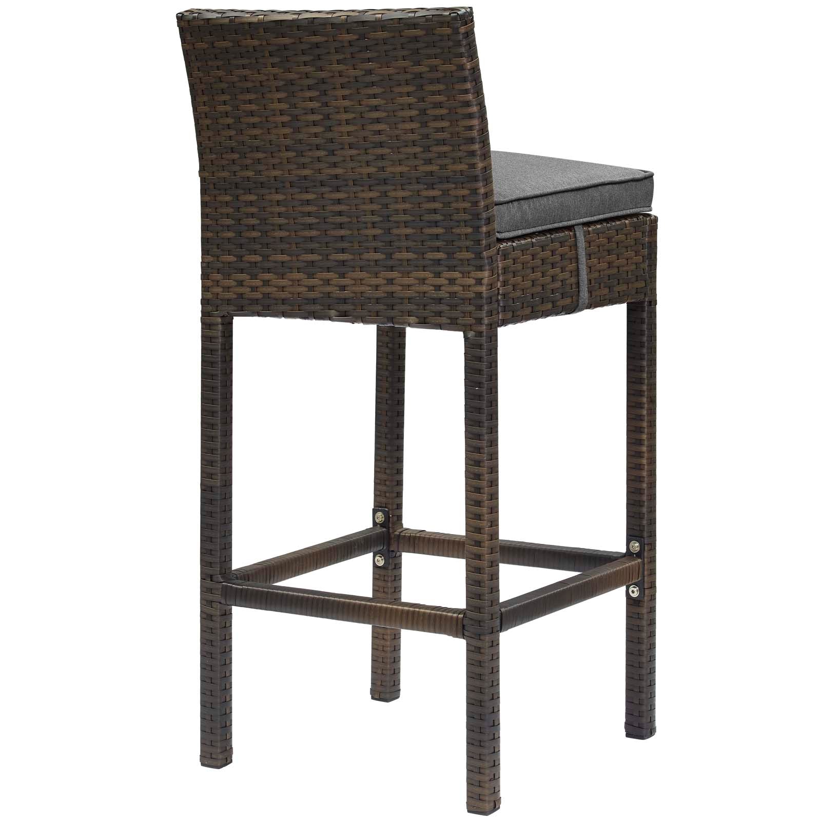 Modway Conduit Bar Stool Outdoor Patio Wicker Rattan Set of 4 | Bar Stools | 