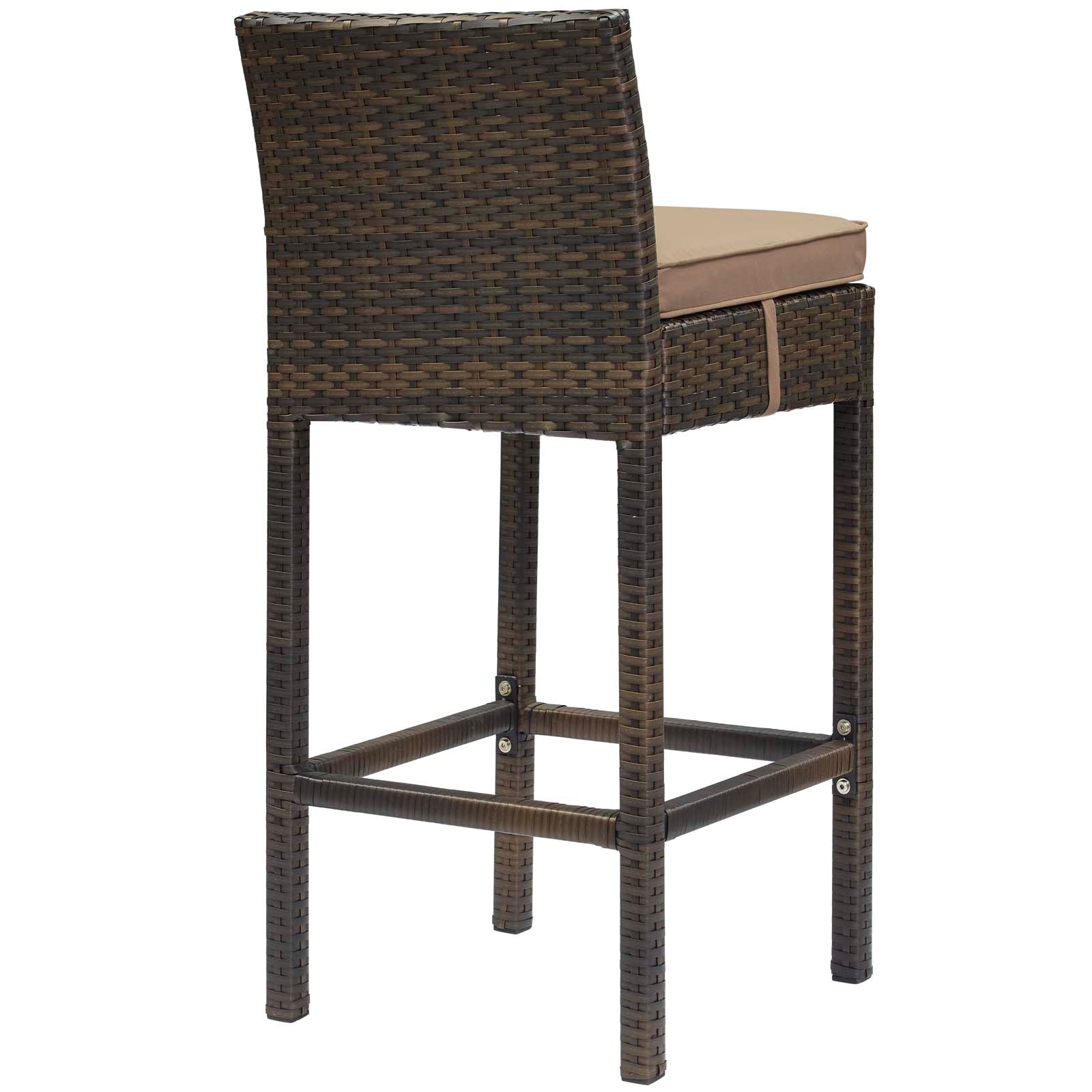 Modway Conduit Bar Stool Outdoor Patio Wicker Rattan Set of 4 | Bar Stools | 