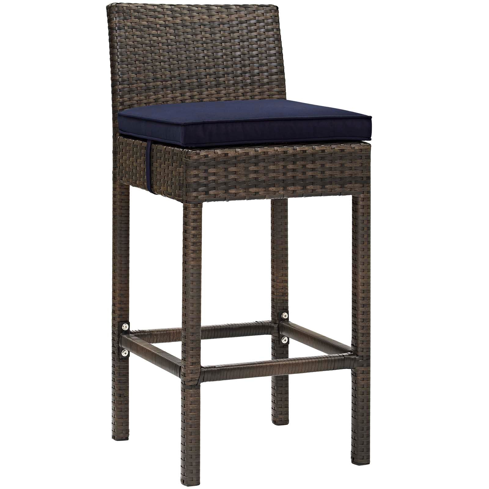 Modway Conduit Bar Stool Outdoor Patio Wicker Rattan Set of 4 | Bar Stools | 