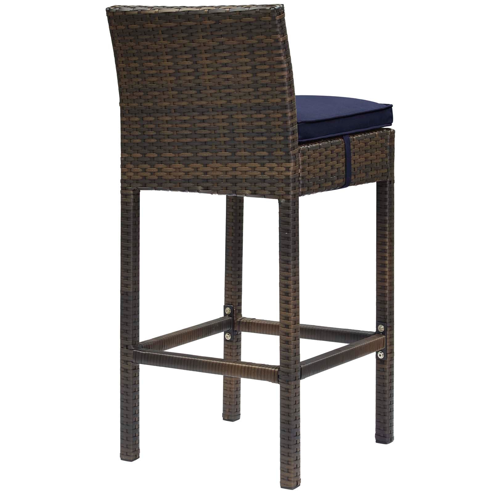 Modway Conduit Bar Stool Outdoor Patio Wicker Rattan Set of 4 | Bar Stools | 
