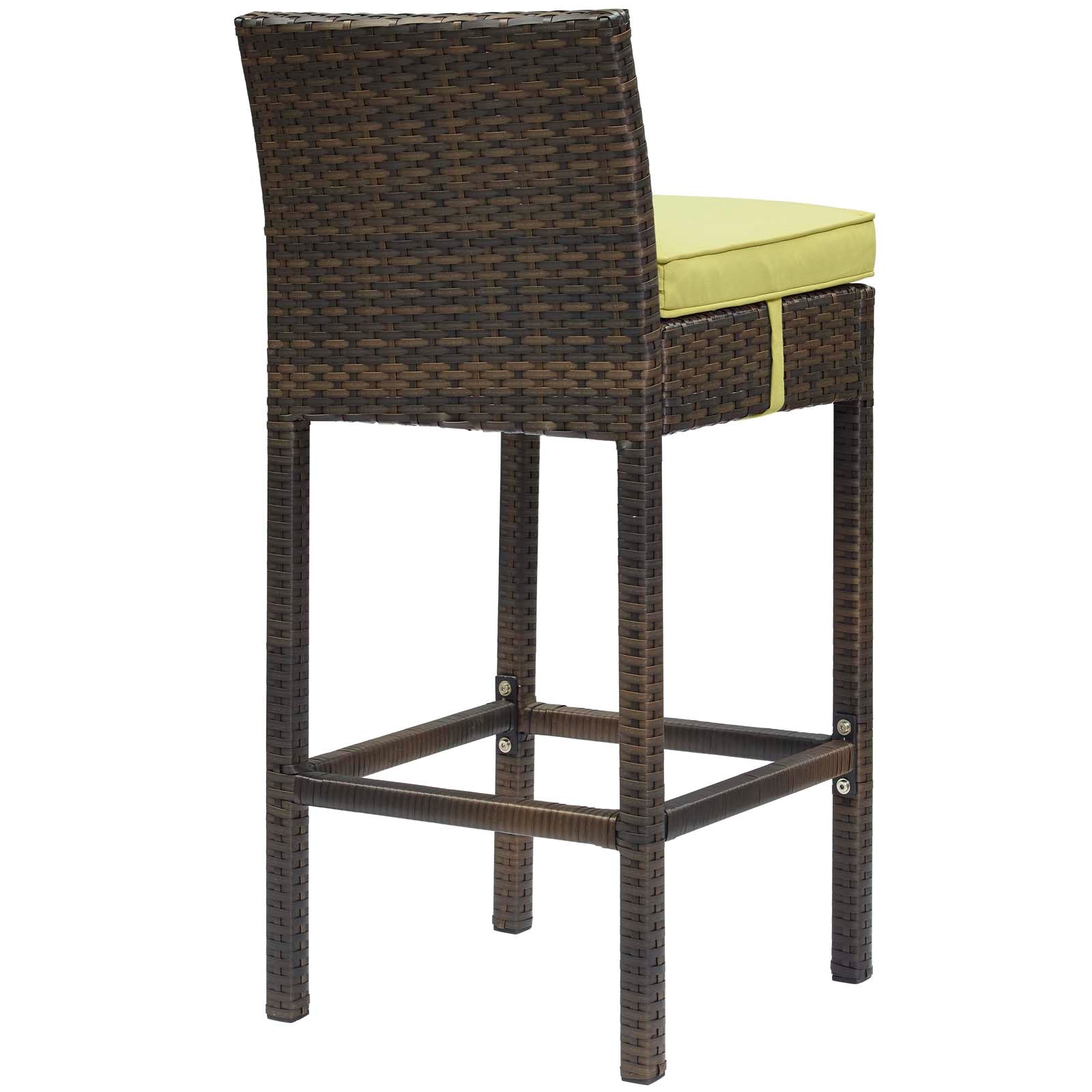 Modway Conduit Bar Stool Outdoor Patio Wicker Rattan Set of 4 | Bar Stools | 