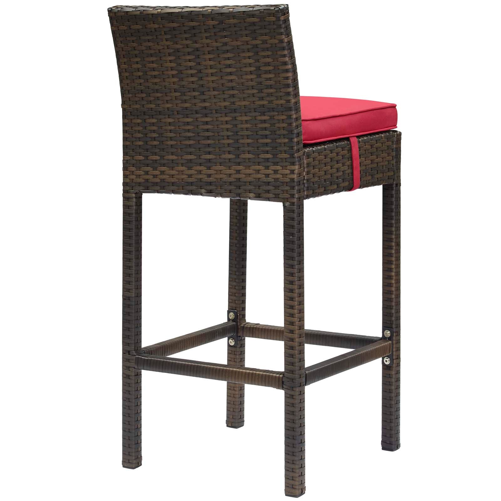 Modway Conduit Bar Stool Outdoor Patio Wicker Rattan Set of 4 | Bar Stools | 