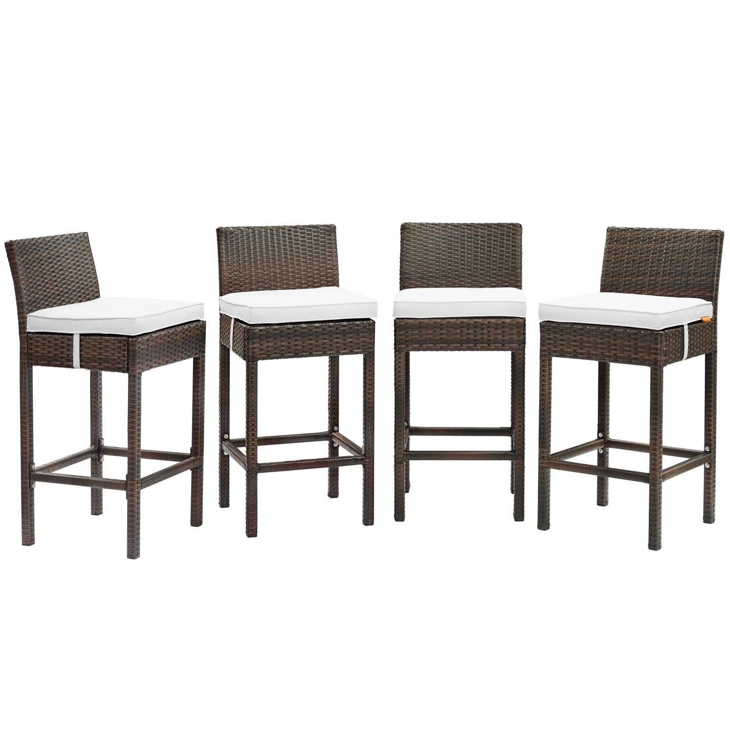 Modway Conduit Bar Stool Outdoor Patio Wicker Rattan Set of 4 | Bar Stools | 