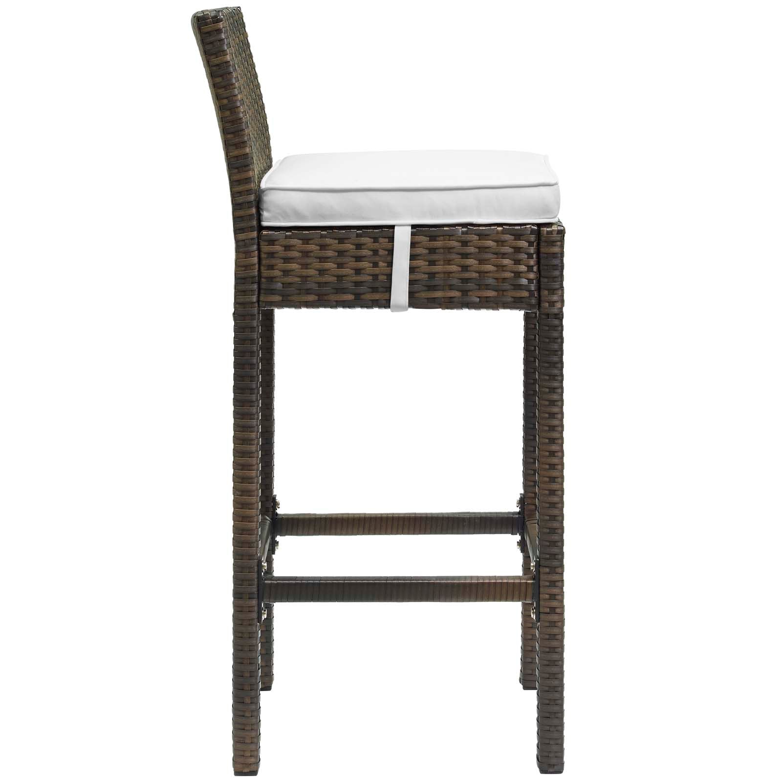Modway Conduit Bar Stool Outdoor Patio Wicker Rattan Set of 4 | Bar Stools | 