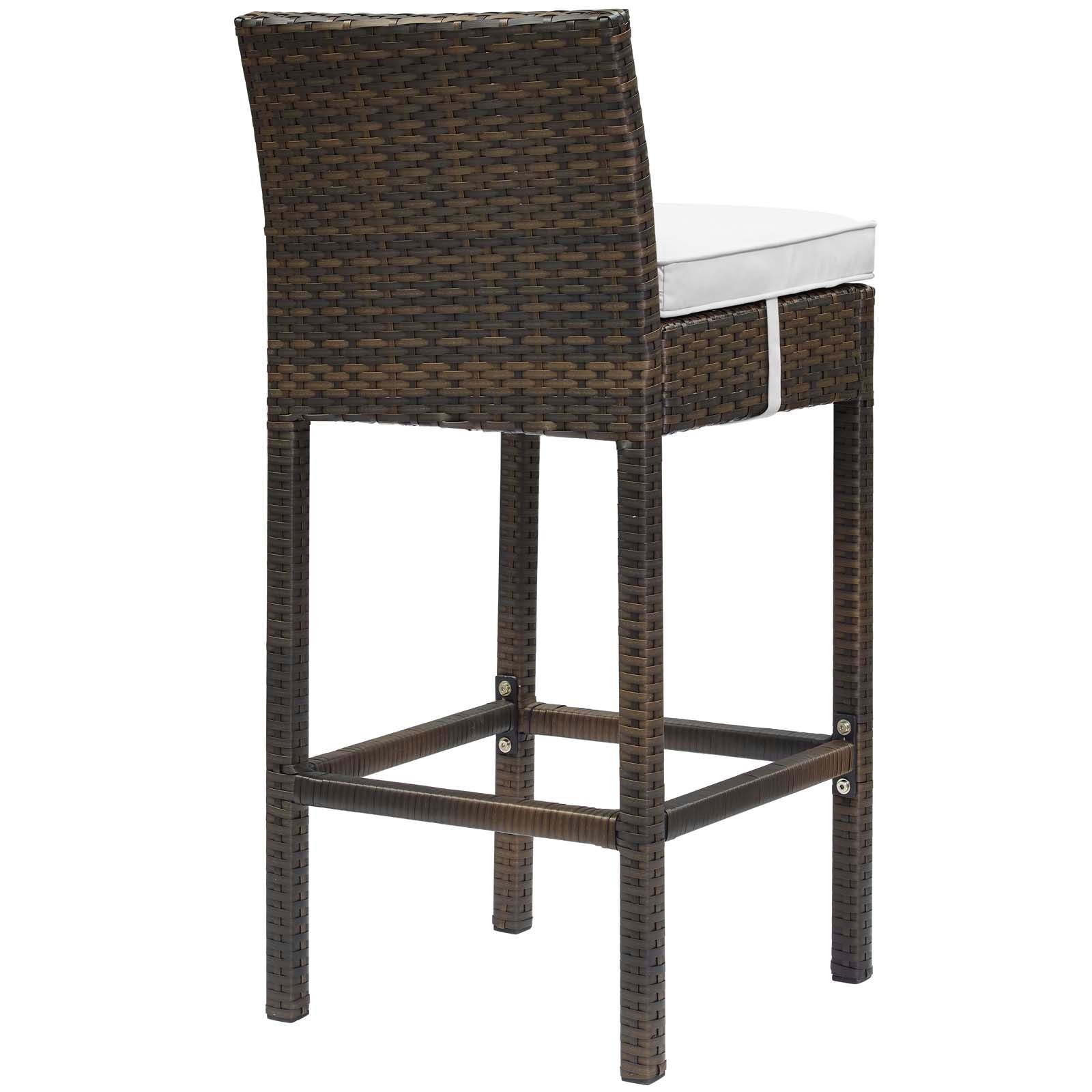 Modway Conduit Bar Stool Outdoor Patio Wicker Rattan Set of 4 | Bar Stools | 
