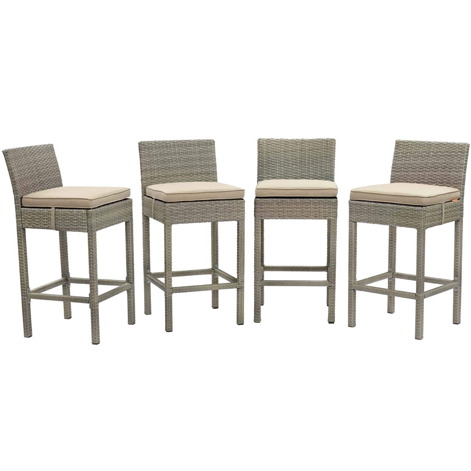 Modway Conduit Bar Stool Outdoor Patio Wicker Rattan Set of 4-EEI-3602 | Bar Stools | 