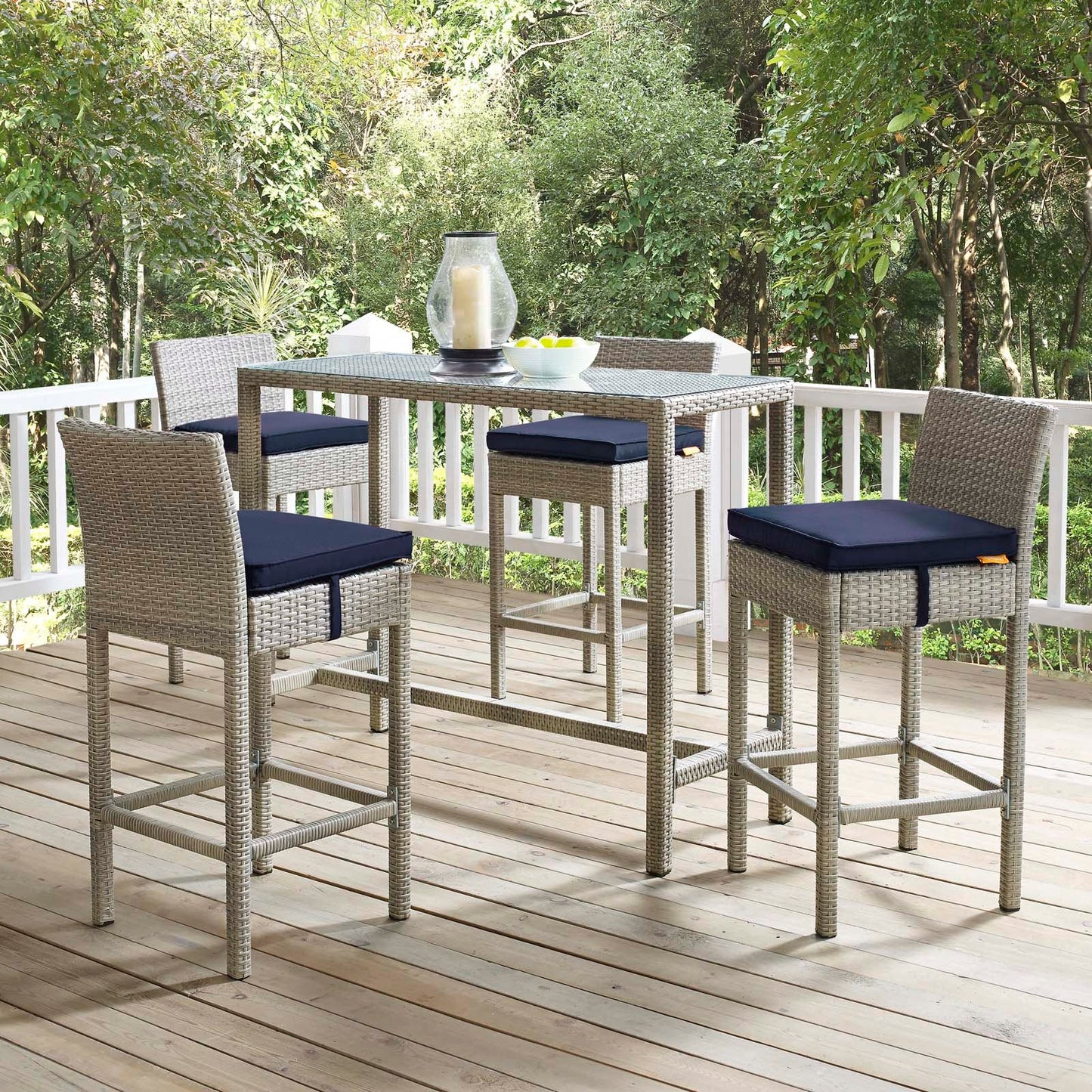 Modway Conduit Bar Stool Outdoor Patio Wicker Rattan Set of 4-EEI-3602 - EEI-3602