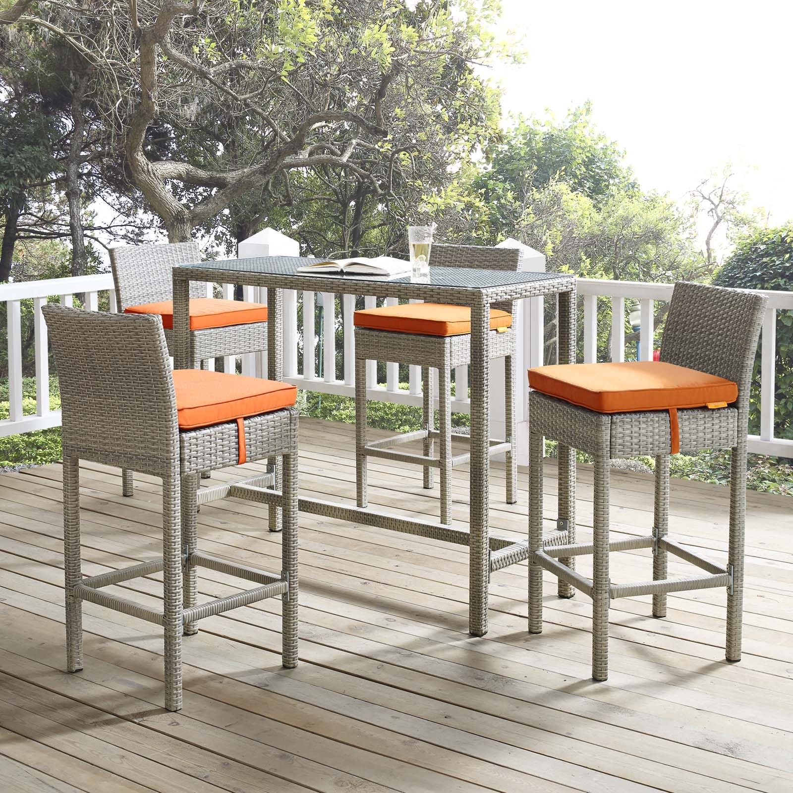 Modway Conduit Bar Stool Outdoor Patio Wicker Rattan Set of 4-EEI-3602 | Bar Stools | 