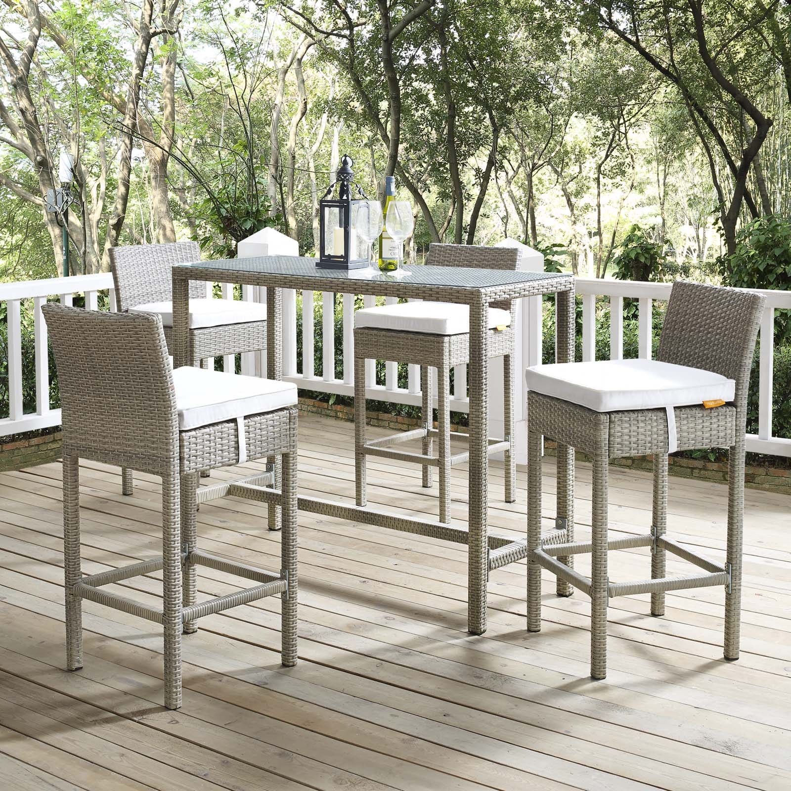Modway Conduit Bar Stool Outdoor Patio Wicker Rattan Set of 4-EEI-3602 | Bar Stools | 