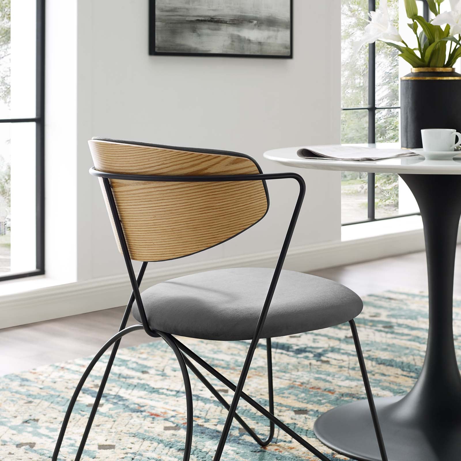 Modway Prevail Black Frame Dining and Accent Performance Velvet Chair | Dining Chairs | Modishstore-5