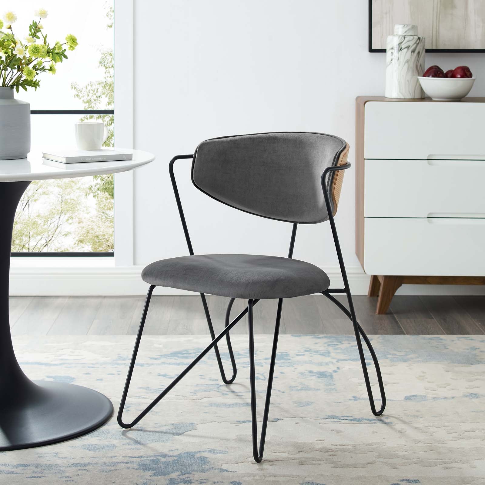 Modway Prevail Black Frame Dining and Accent Performance Velvet Chair | Dining Chairs | Modishstore