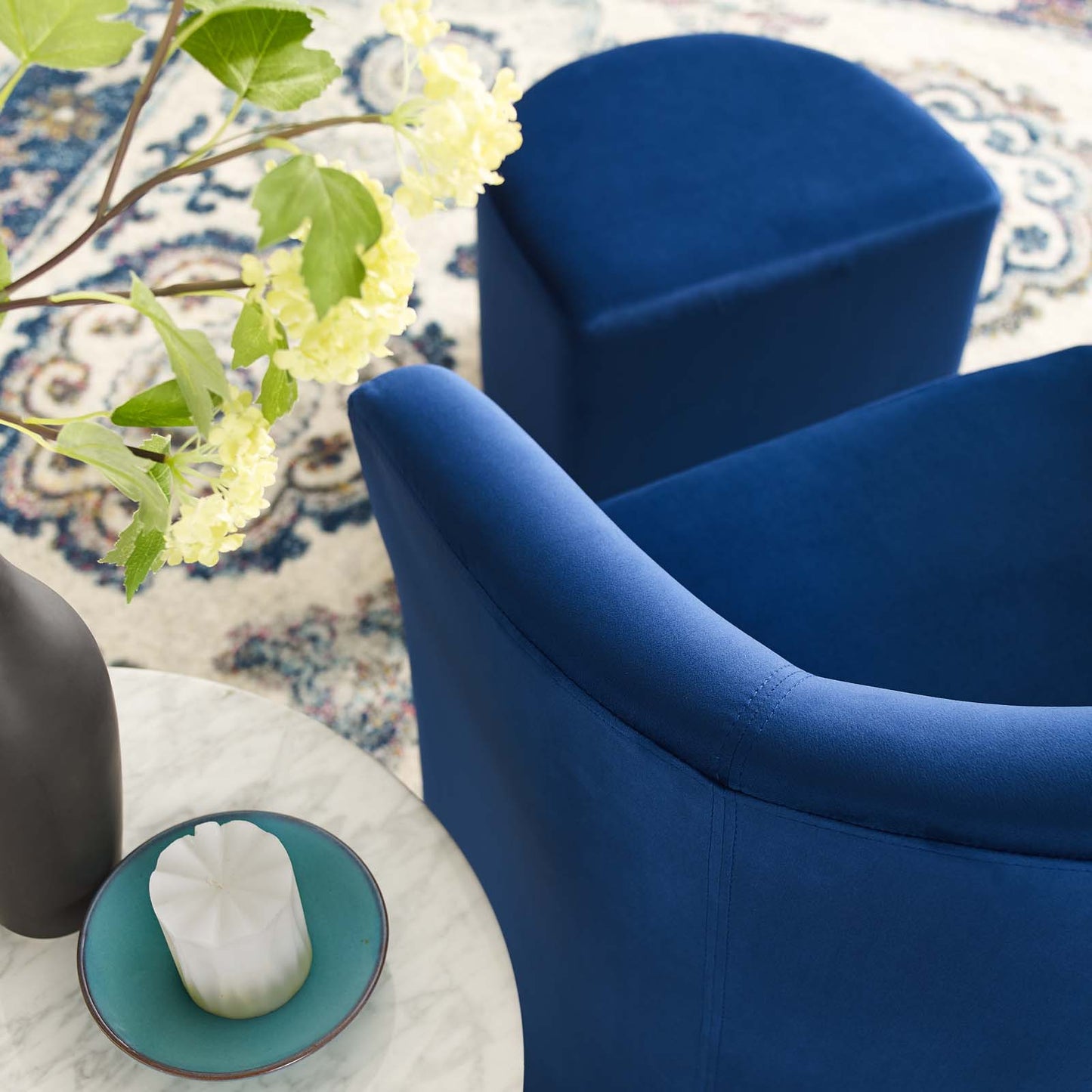 Modway Divulge Performance Velvet Arm Chair and Ottoman Set | Armchairs | 