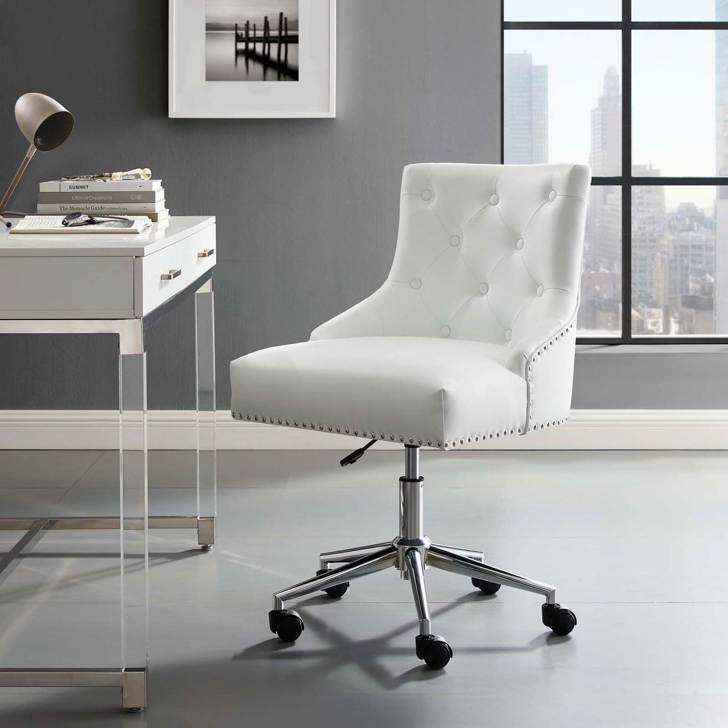 Modway Regent Tufted Button Swivel Faux Leather Office Chair | Office Chairs | Modishstore-22