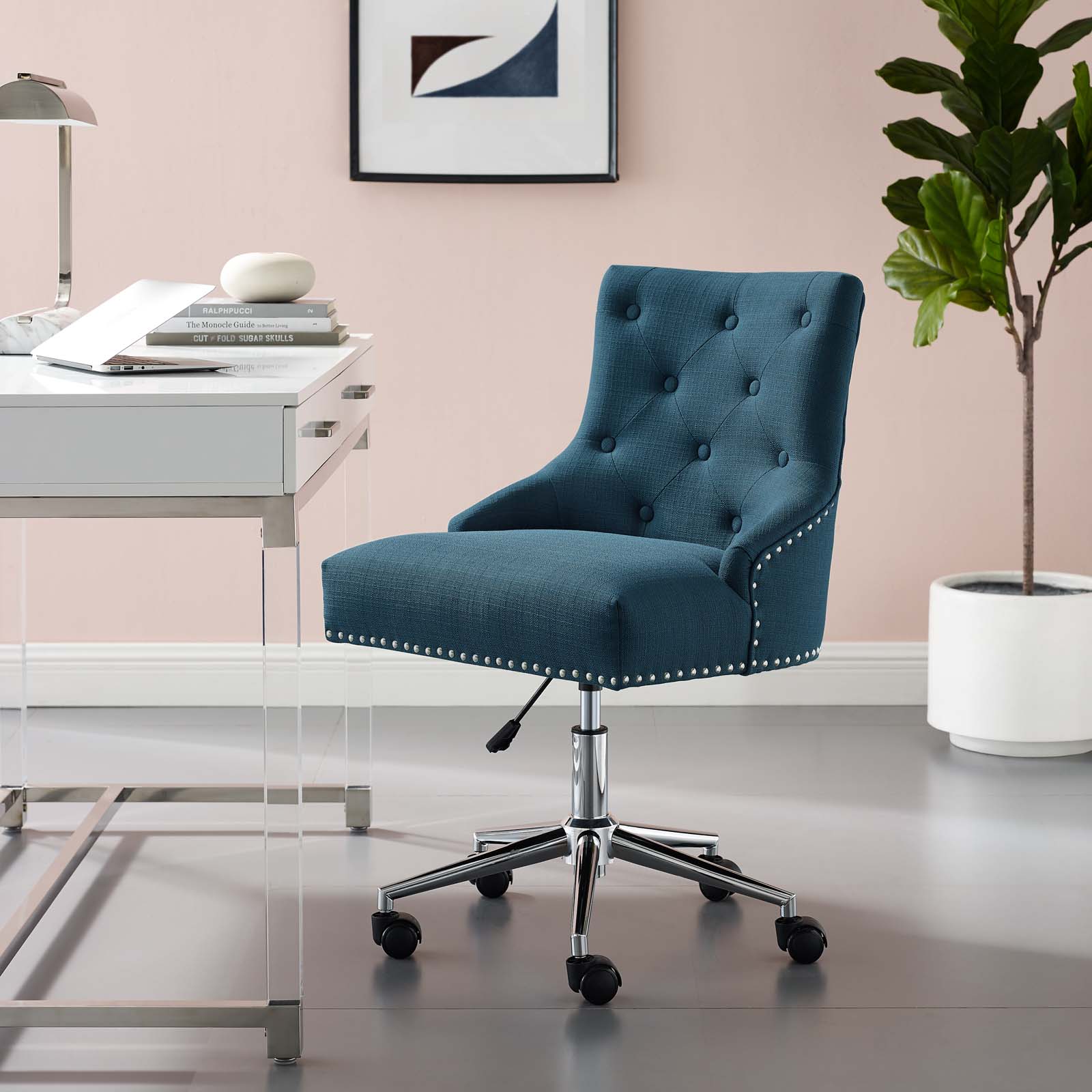Modway Regent Tufted Button Swivel Upholstered Fabric Office Chair | Office Chairs | Modishstore