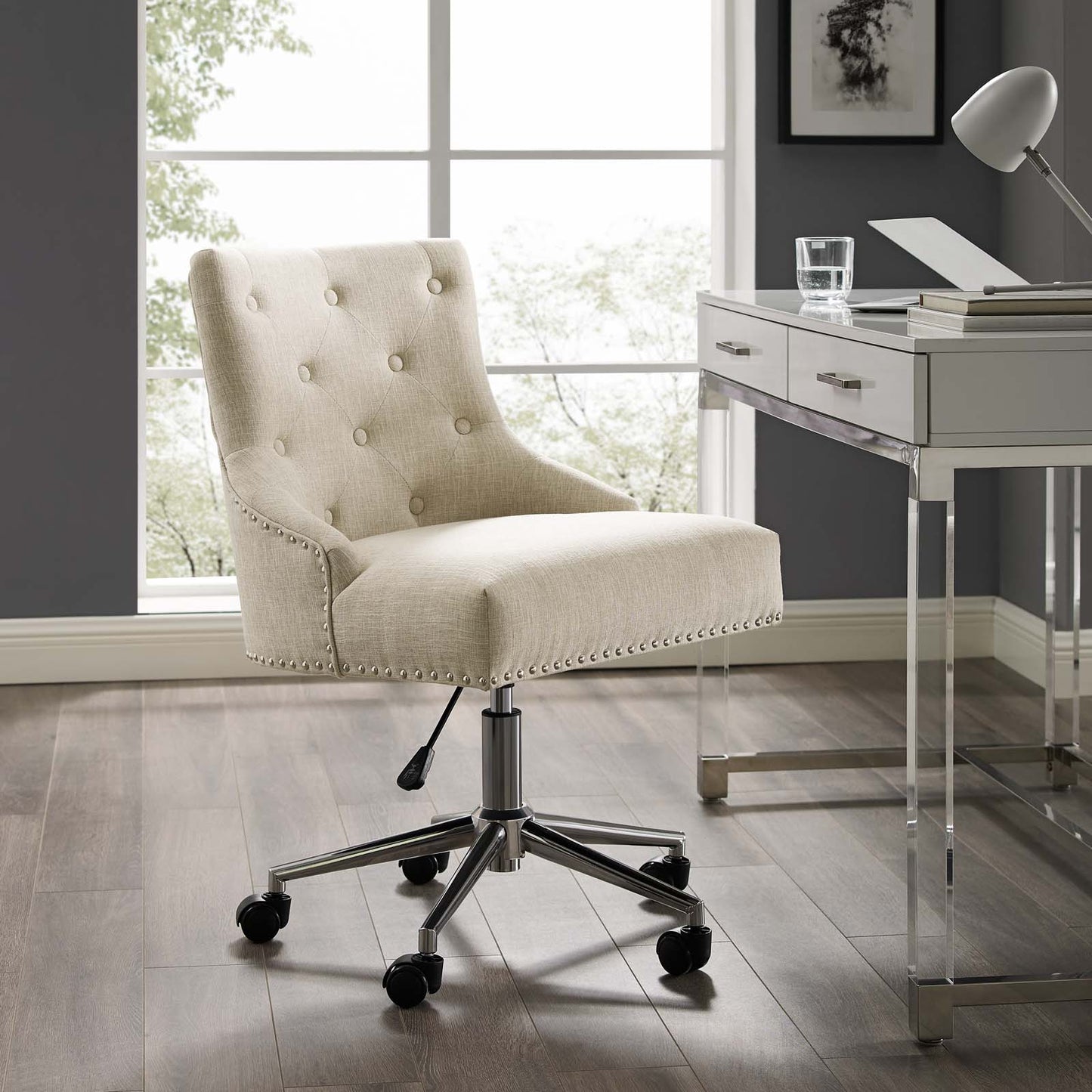 Modway Regent Tufted Button Swivel Upholstered Fabric Office Chair | Office Chairs | Modishstore-8