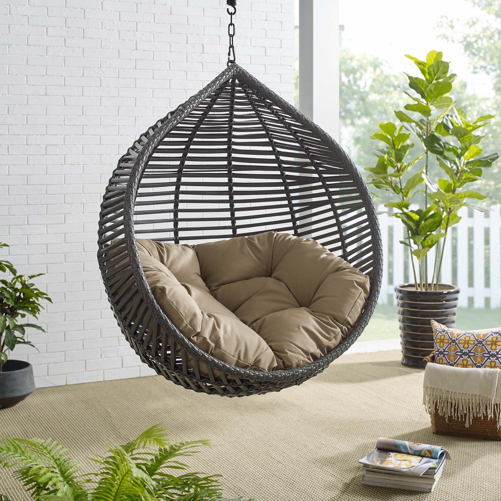 Modway Garner Teardrop Outdoor Patio Swing Chair | Outdoor Porch Swings | 