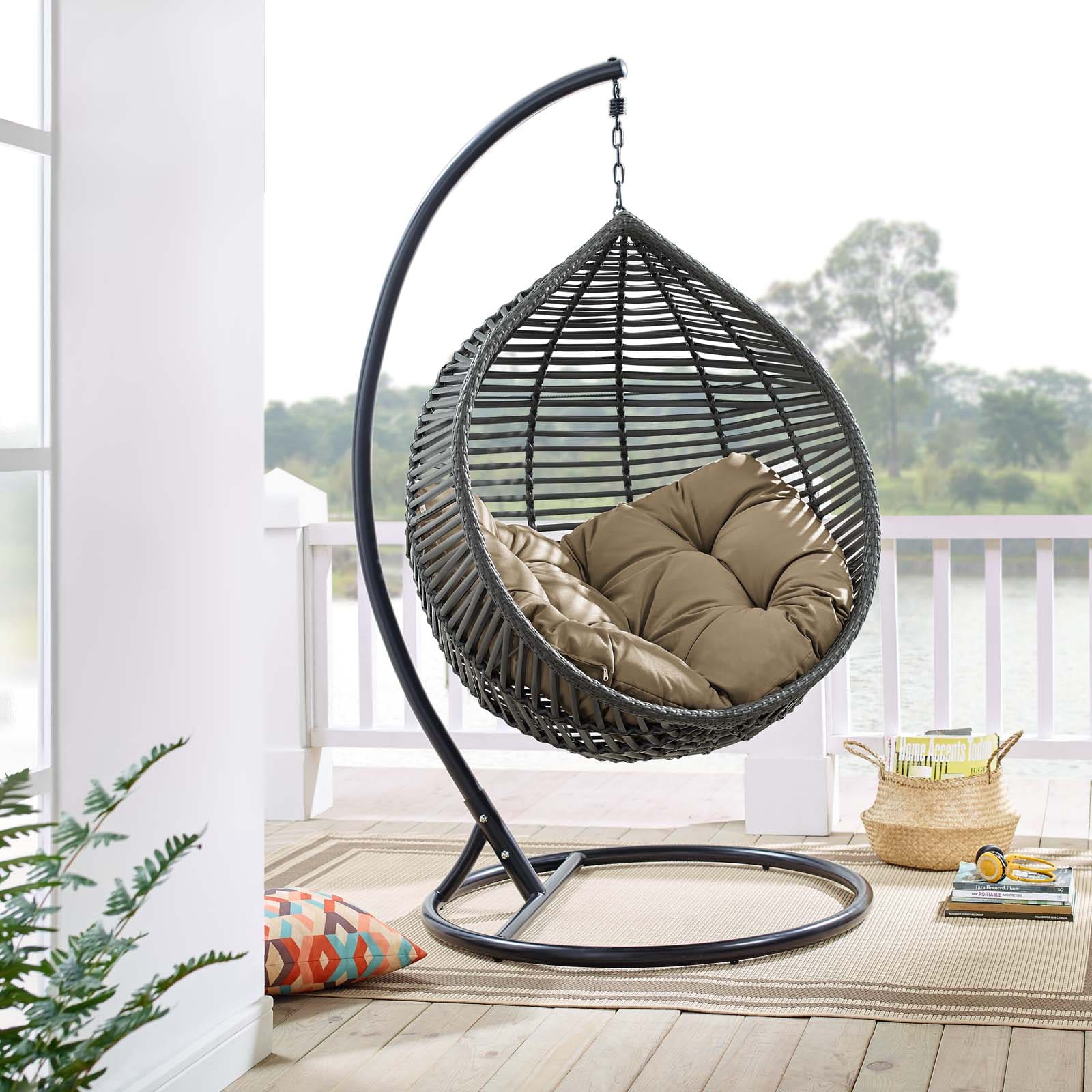 Modway Garner Teardrop Outdoor Patio Swing Chair | Outdoor Porch Swings | 