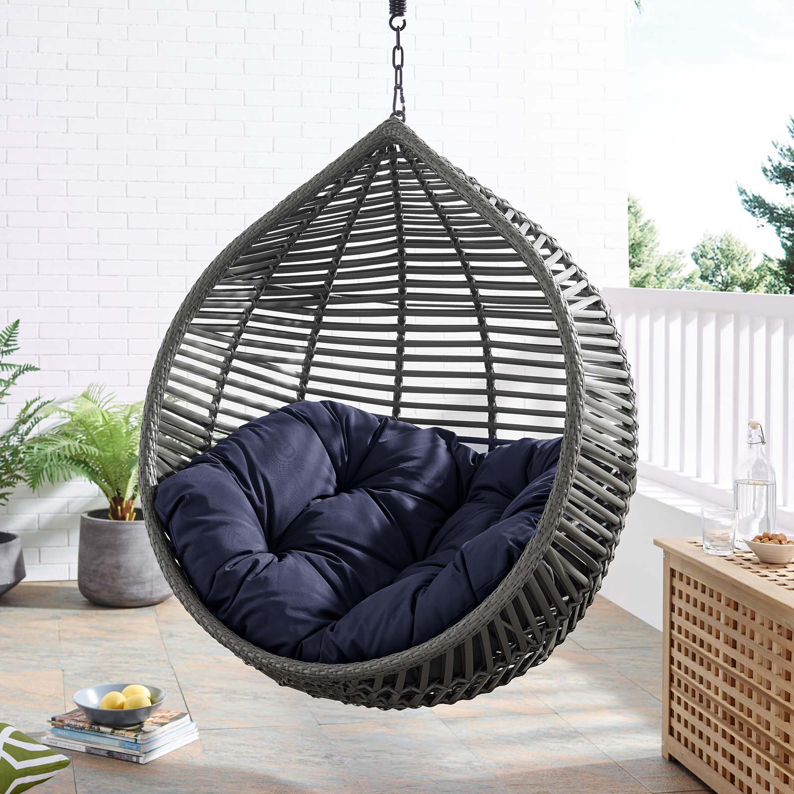 Modway Garner Teardrop Outdoor Patio Swing Chair | Outdoor Porch Swings | 