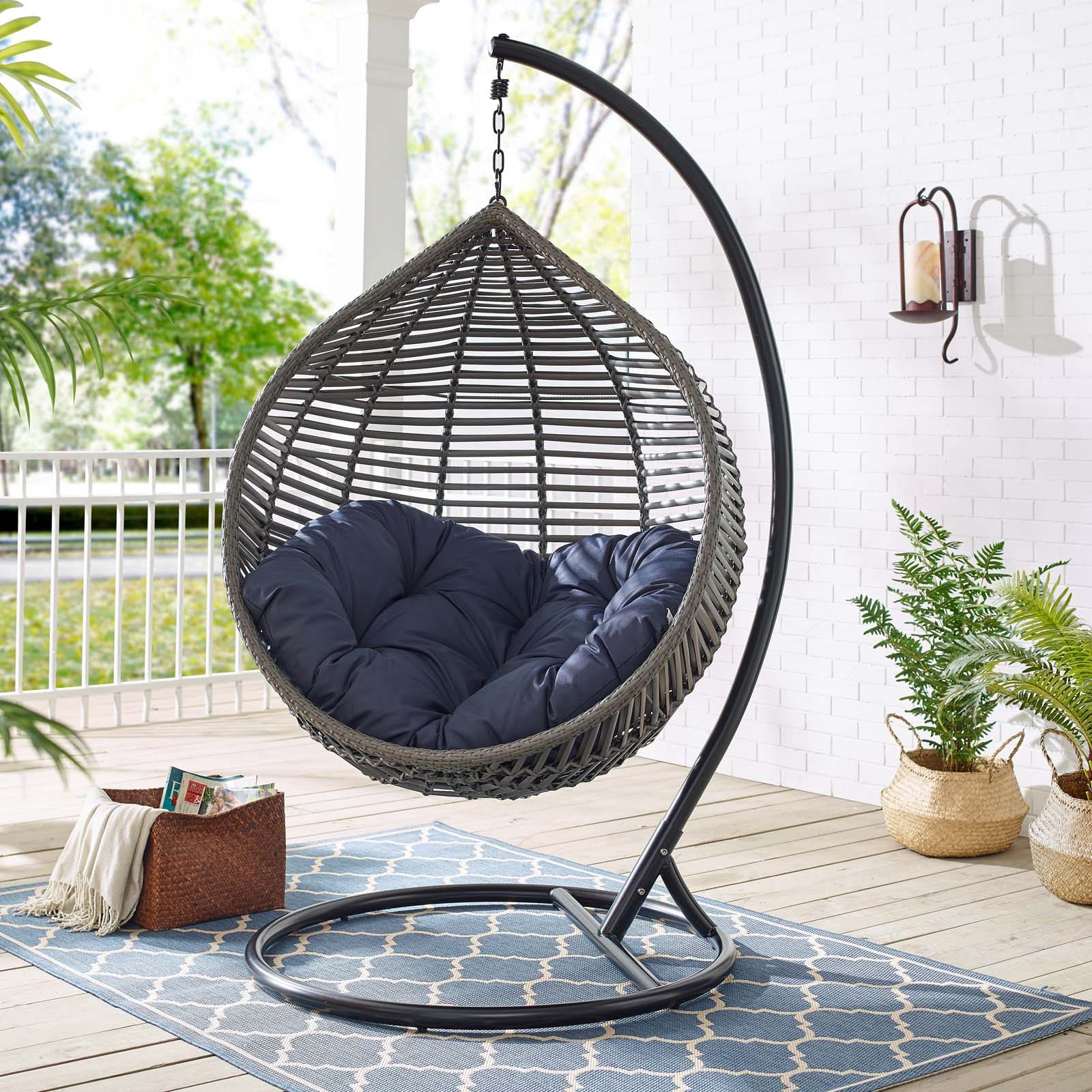 Modway Garner Teardrop Outdoor Patio Swing Chair | Outdoor Porch Swings | 