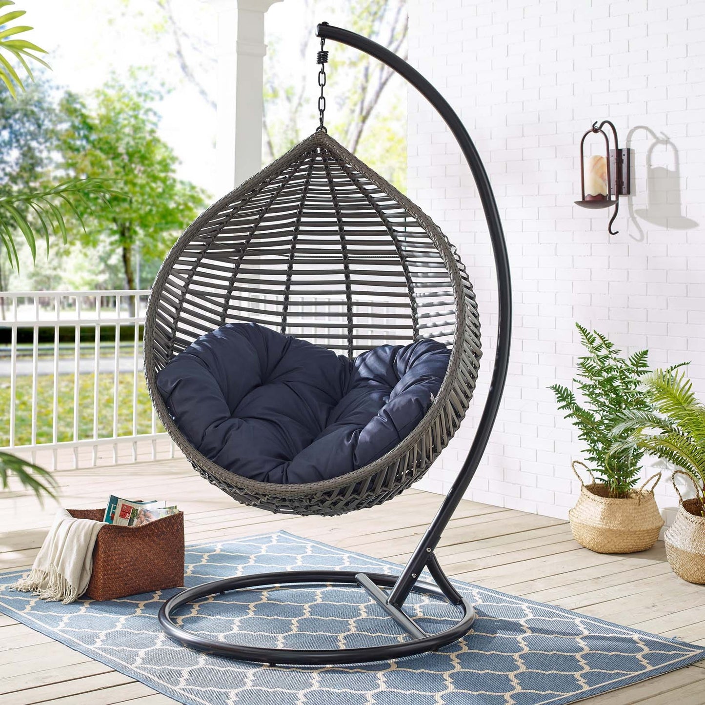 Modway Garner Teardrop Outdoor Patio Swing Chair | Outdoor Porch Swings | 
