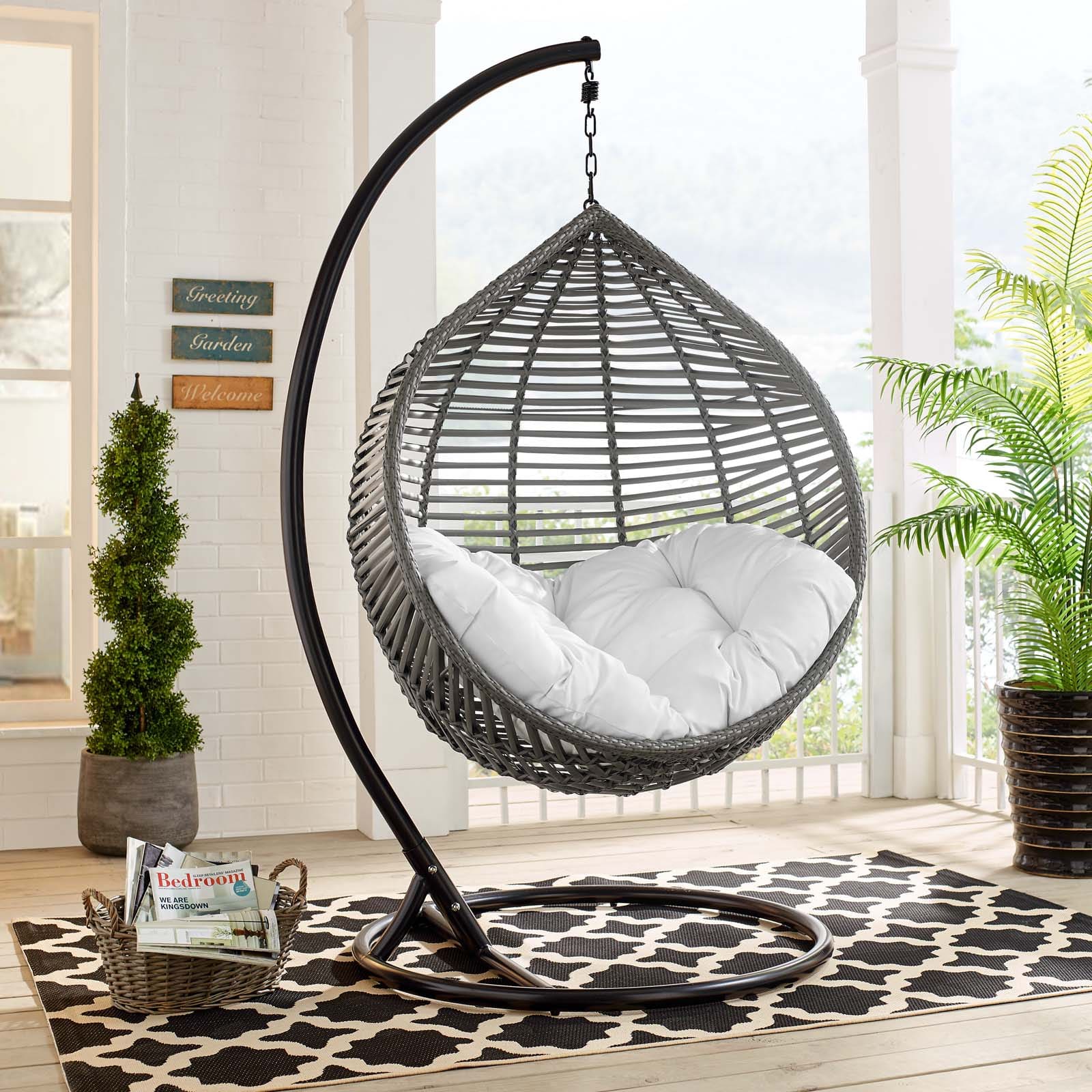 Modway Garner Teardrop Outdoor Patio Swing Chair | Outdoor Porch Swings | 