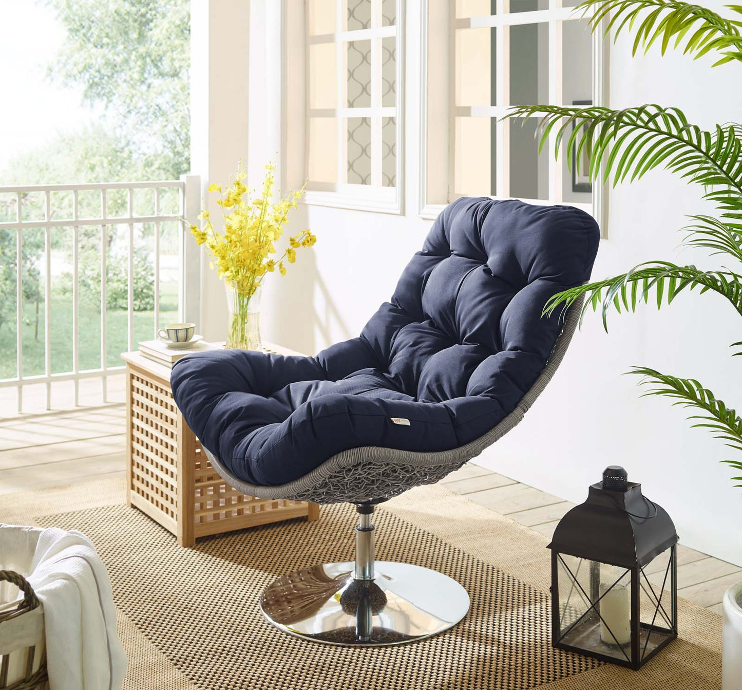 Modway Brighton Wicker Rattan Outdoor Patio Swivel Lounge Chair | Outdoor Recliners & Lounge Chairs | 
