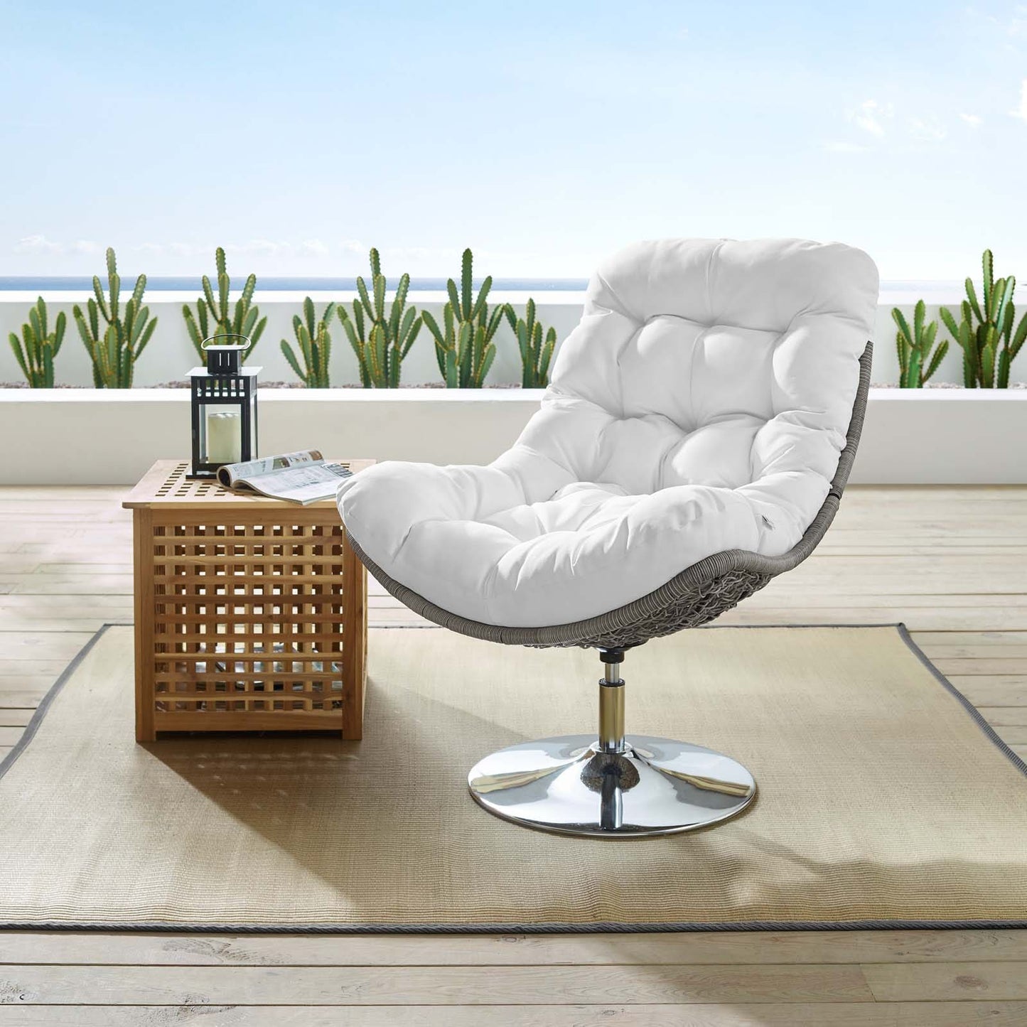 Modway Brighton Wicker Rattan Outdoor Patio Swivel Lounge Chair | Outdoor Recliners & Lounge Chairs | 