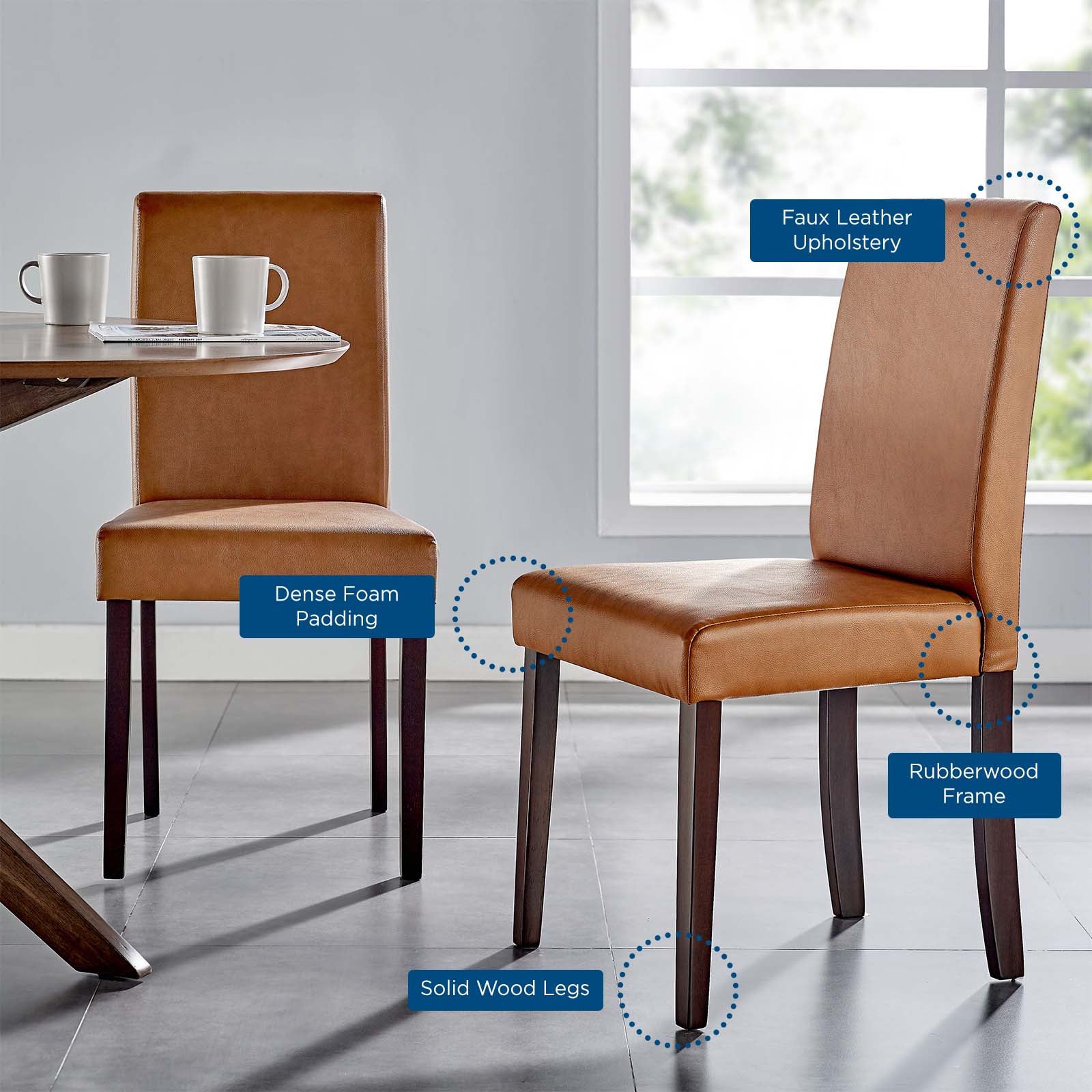Modway Prosper Faux Leather Dining Side Chair Set of 2 | Dining Chairs | Modishstore-24