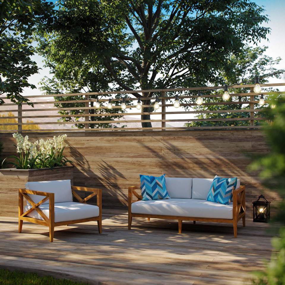 Modway Northlake 2 Piece Outdoor Patio Premium Grade A Teak Wood Set | Outdoor Patio Daybed | Modishstore