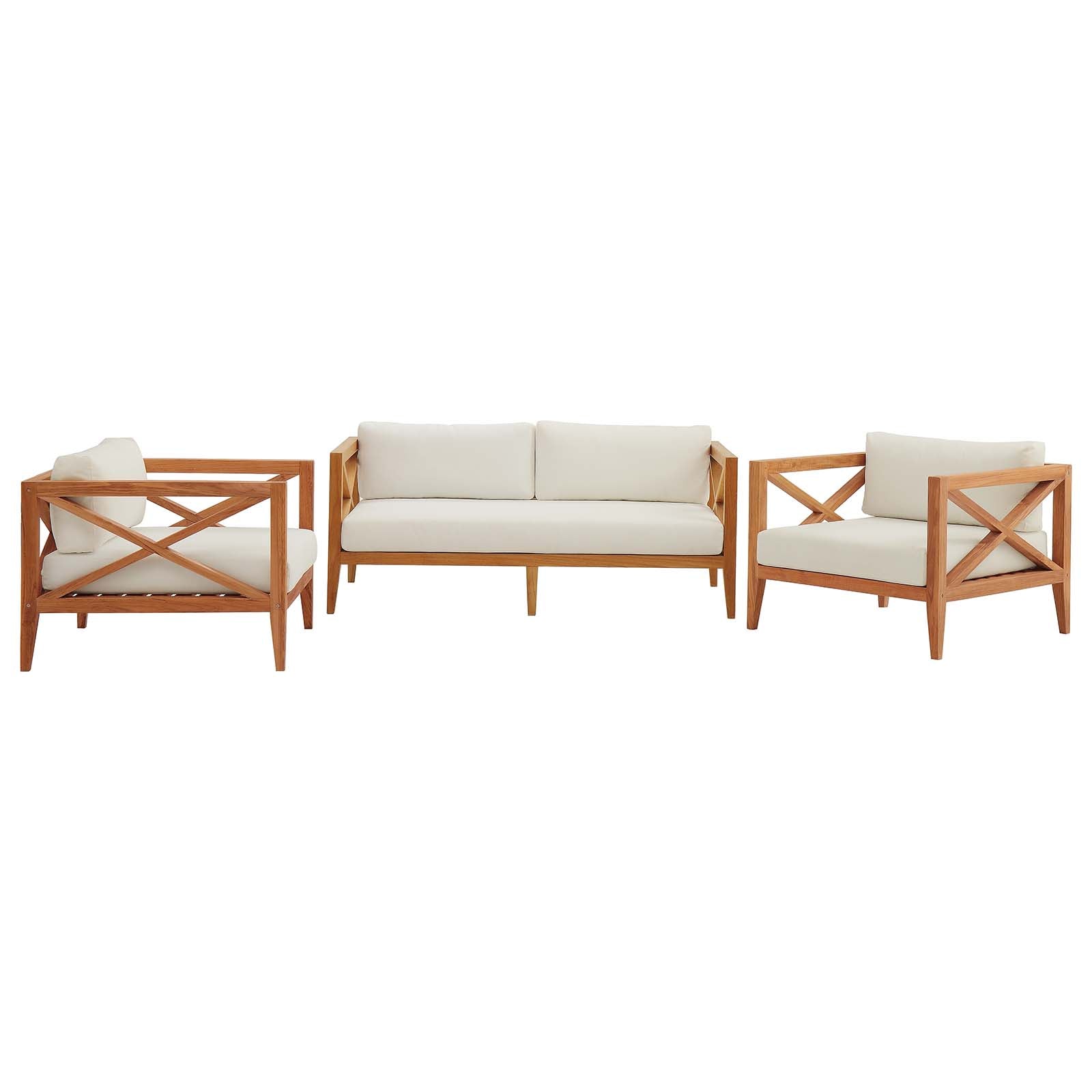 Northlake 3 Piece Outdoor Patio Premium Grade A Teak Wood Set By Modway | Outdoor Patio | Modishstore-2