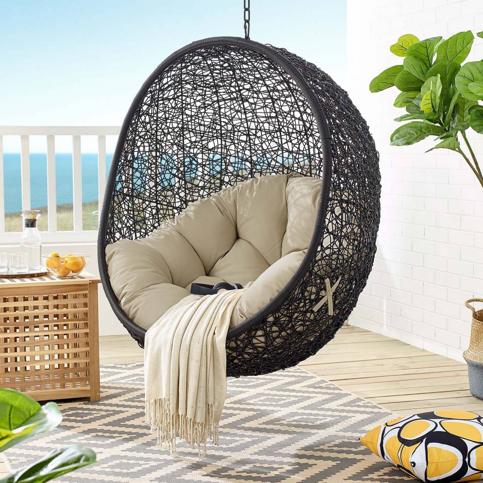Modway Encase Sunbrella® Fabric Swing Outdoor Patio Lounge Chair Without Stand | Outdoor Recliners & Lounge Chairs