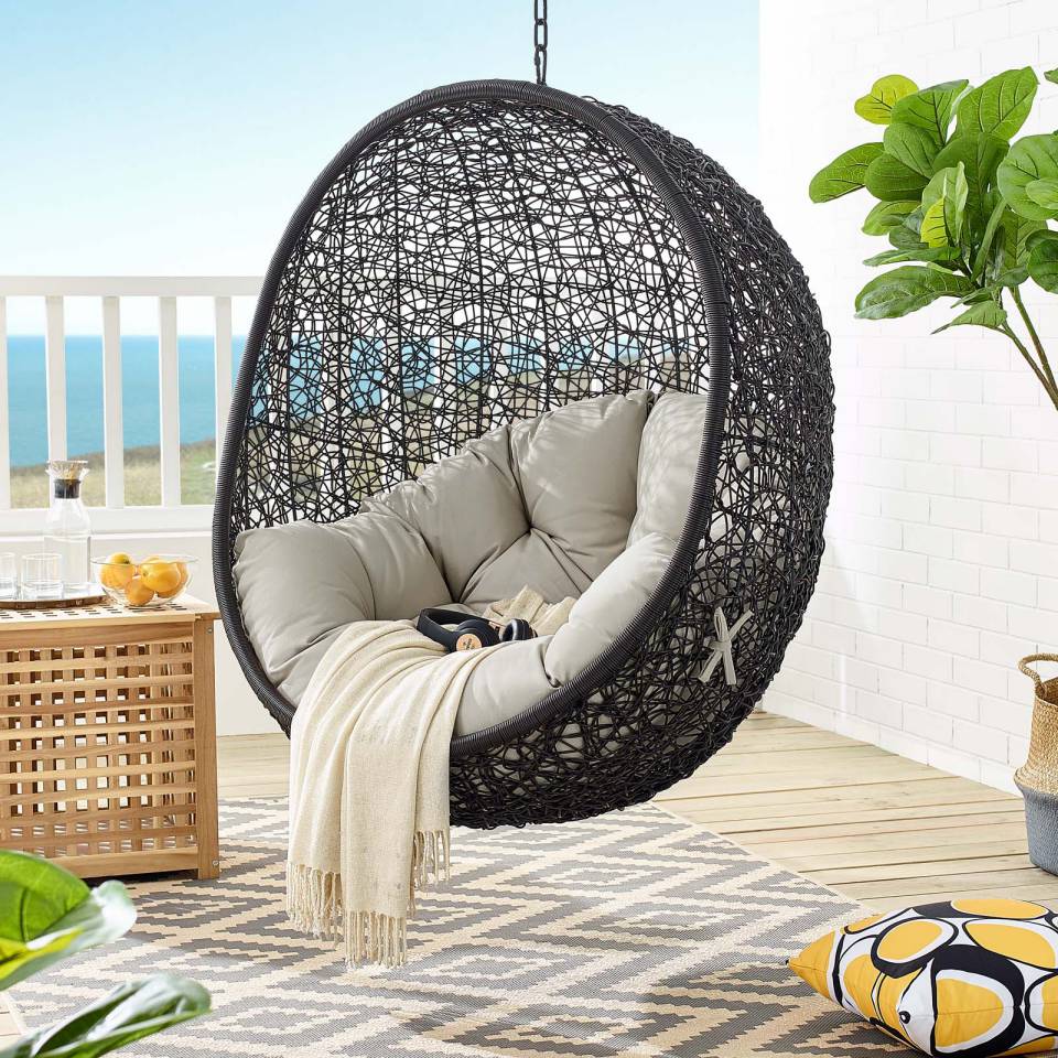 Modway Encase Swing Outdoor Patio Lounge Chair Without Stand | Outdoor Porch Swings